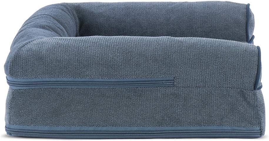 imageFurhaven Replacement Dog Bed Cover Sherpa ampamp Chenille SofaStyle Machine Washable Coffee MediumSherpa Chenille Orion Blue