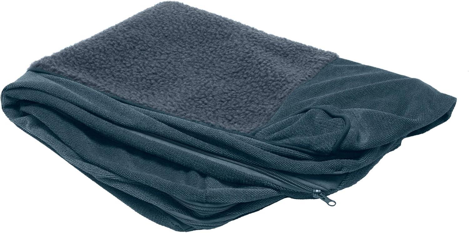 imageFurhaven Replacement Dog Bed Cover Sherpa ampamp Chenille SofaStyle Machine Washable Coffee MediumSherpa Chenille Orion Blue