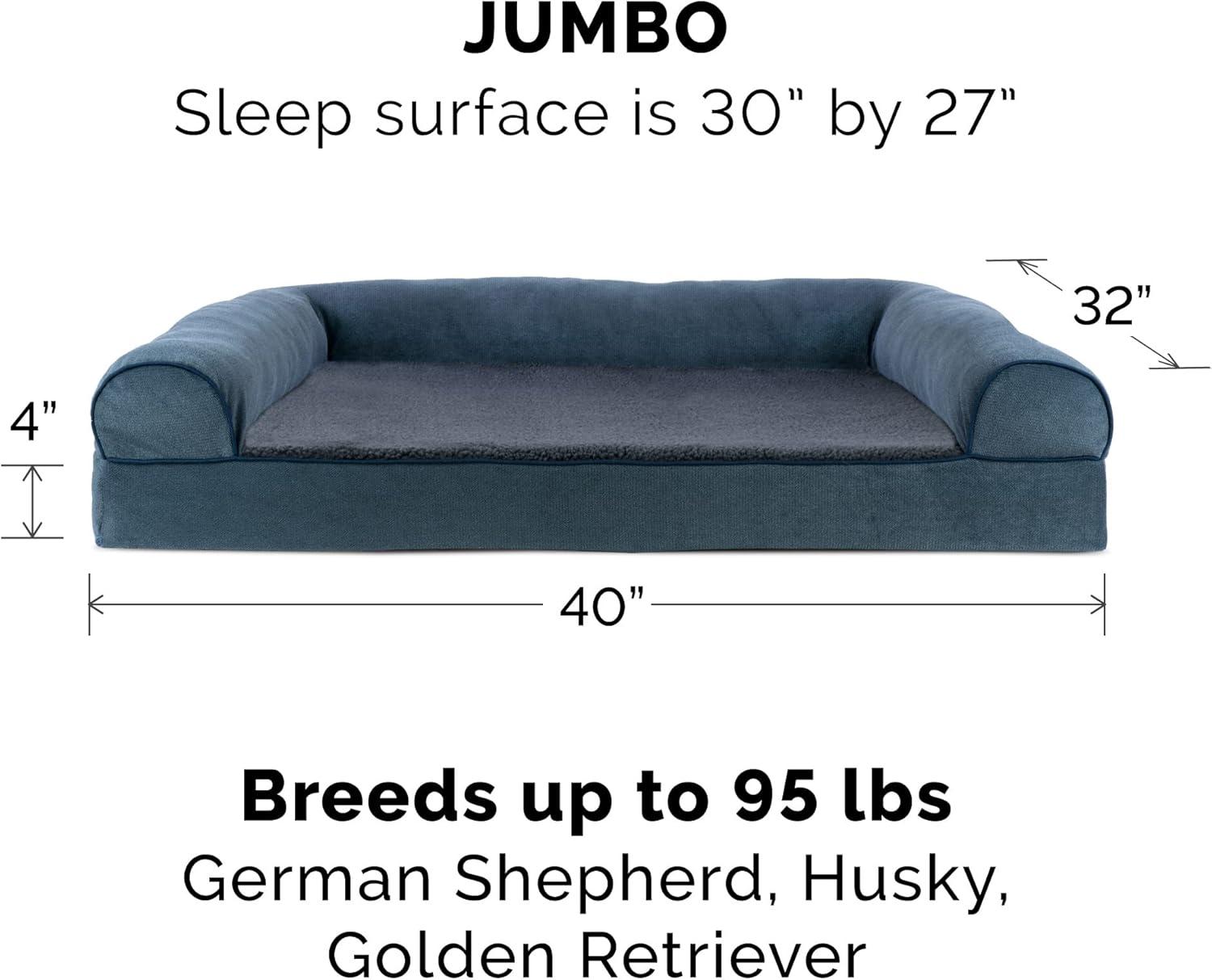 imageFurhaven Replacement Dog Bed Cover Sherpa ampamp Chenille SofaStyle Machine Washable Coffee MediumSherpa Chenille Orion Blue