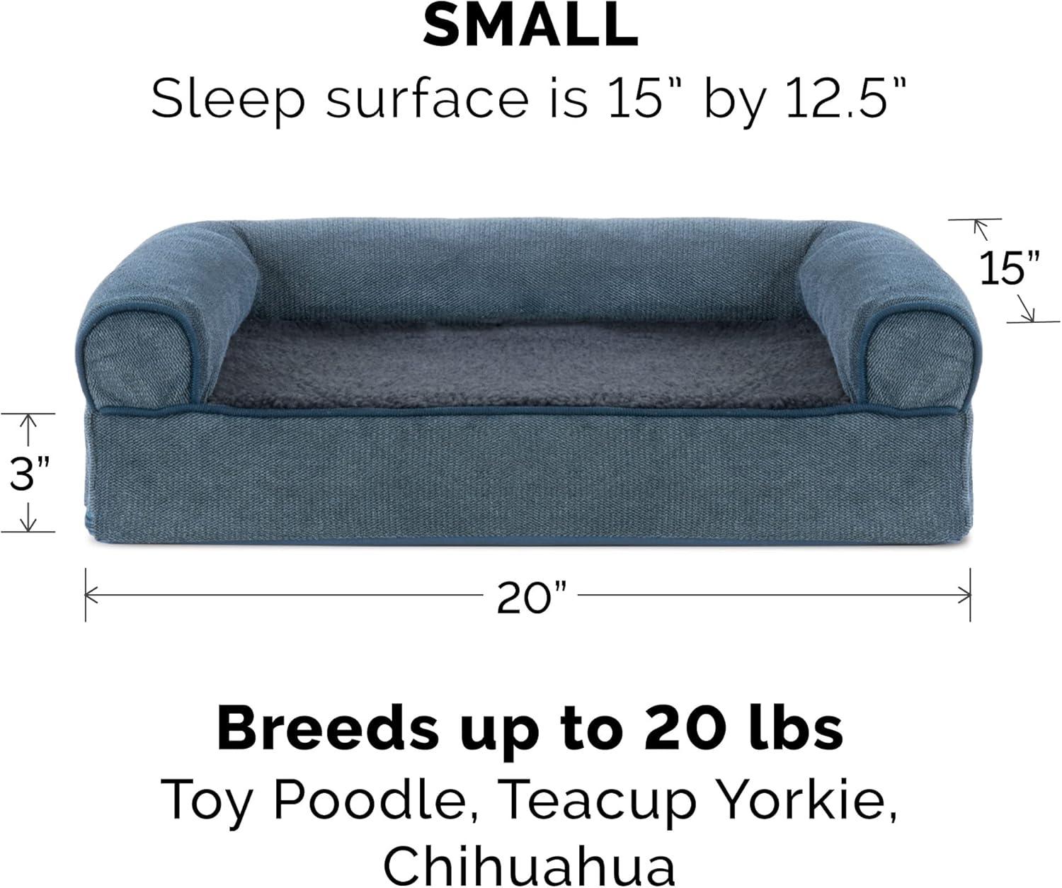 imageFurhaven Replacement Dog Bed Cover Sherpa ampamp Chenille SofaStyle Machine Washable Coffee MediumSherpa Chenille Orion Blue