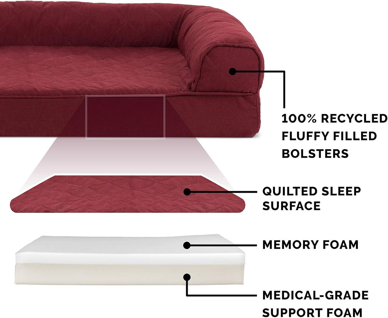 imageFurhaven Replacement Dog Bed Cover Sherpa ampamp Chenille SofaStyle Machine Washable Coffee MediumWine Red Quilted Sofa