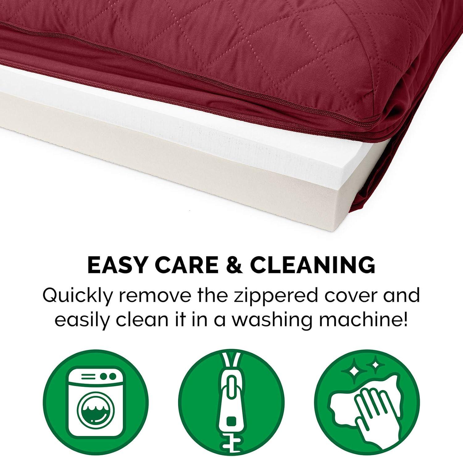 imageFurhaven Replacement Dog Bed Cover Sherpa ampamp Chenille SofaStyle Machine Washable Coffee MediumWine Red Quilted Sofa
