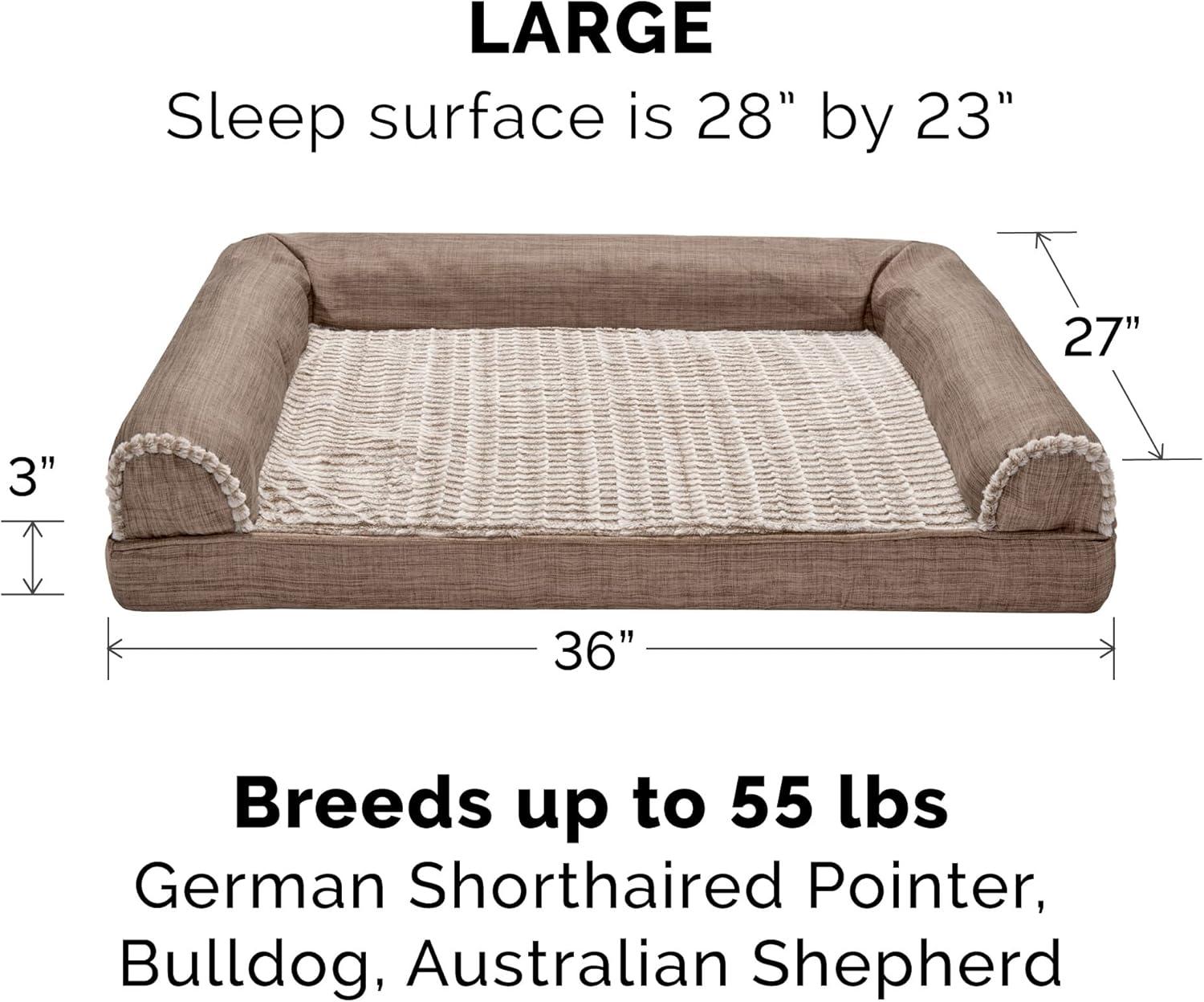 imageFurhaven Replacement Dog Bed Cover Sherpa ampamp Chenille SofaStyle Machine Washable Coffee MediumWoodsmoke