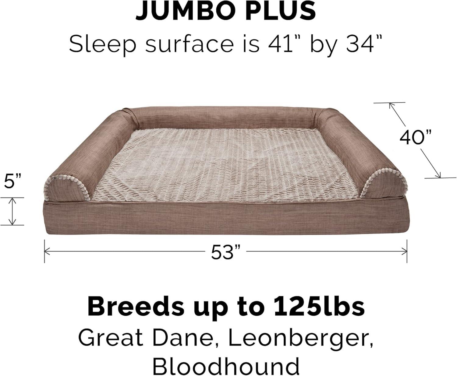 imageFurhaven Replacement Dog Bed Cover Sherpa ampamp Chenille SofaStyle Machine Washable Coffee MediumWoodsmoke