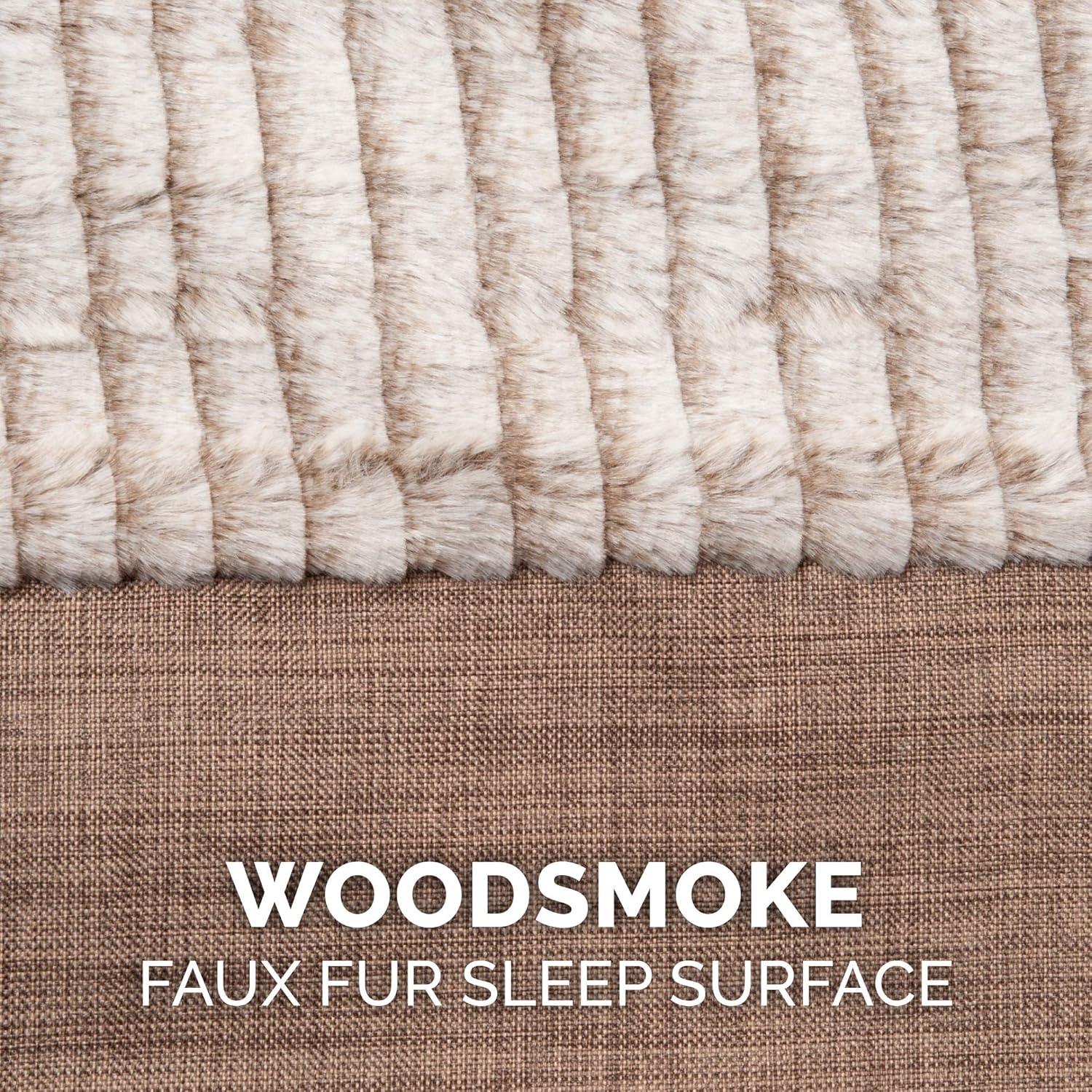 imageFurhaven Replacement Dog Bed Cover Sherpa ampamp Chenille SofaStyle Machine Washable Coffee MediumWoodsmoke