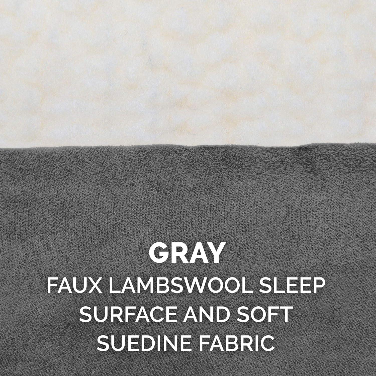 imageFurhaven Replacement Dog Bed Cover Sherpa ampamp Suede Mattress Machine Washable Gray Large