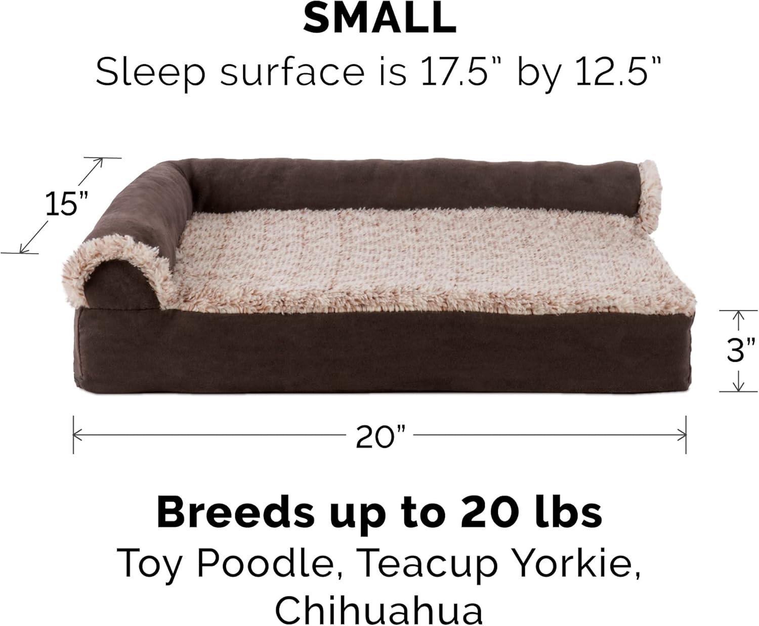 imageFurhaven Replacement Dog Bed Cover TwoTone Faux Fur ampamp Suede L Shaped Chaise Machine Washable Dark Sage Jumbo XLargeEspresso