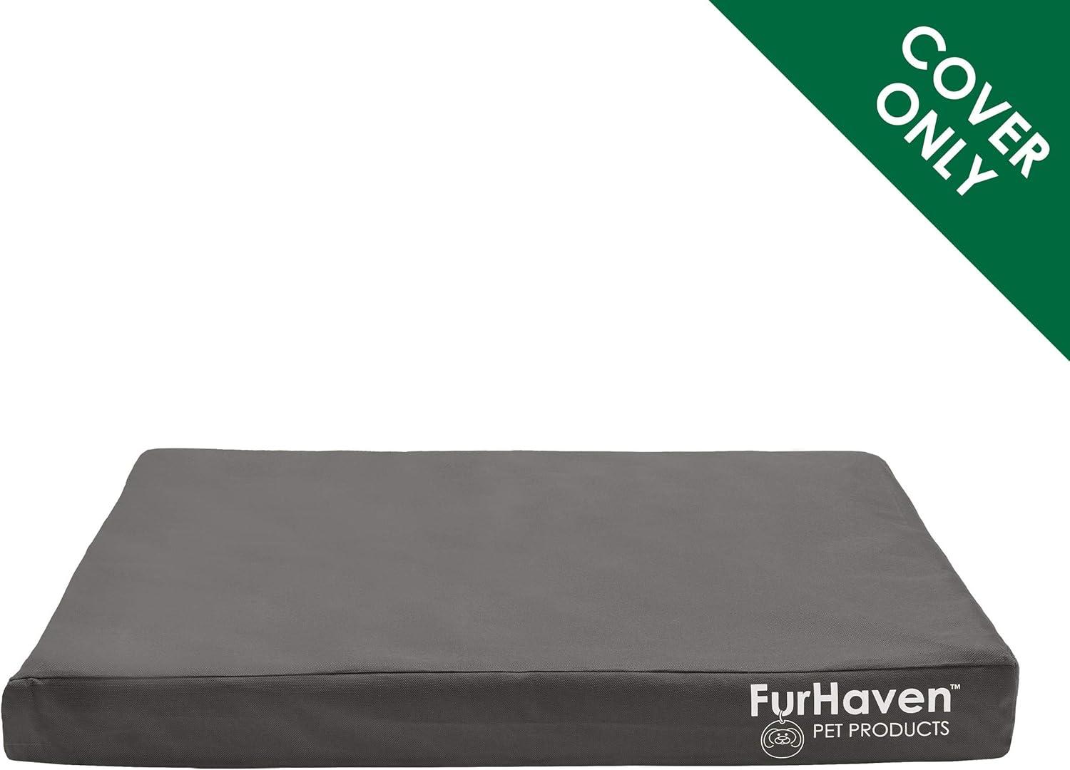 imageFurhaven Replacement Dog Bed Cover WaterResistant IndoorOutdoor Logo Print Oxford Polycanvas Mattress Washable Chestnut Jumbo XLargeStone Gray