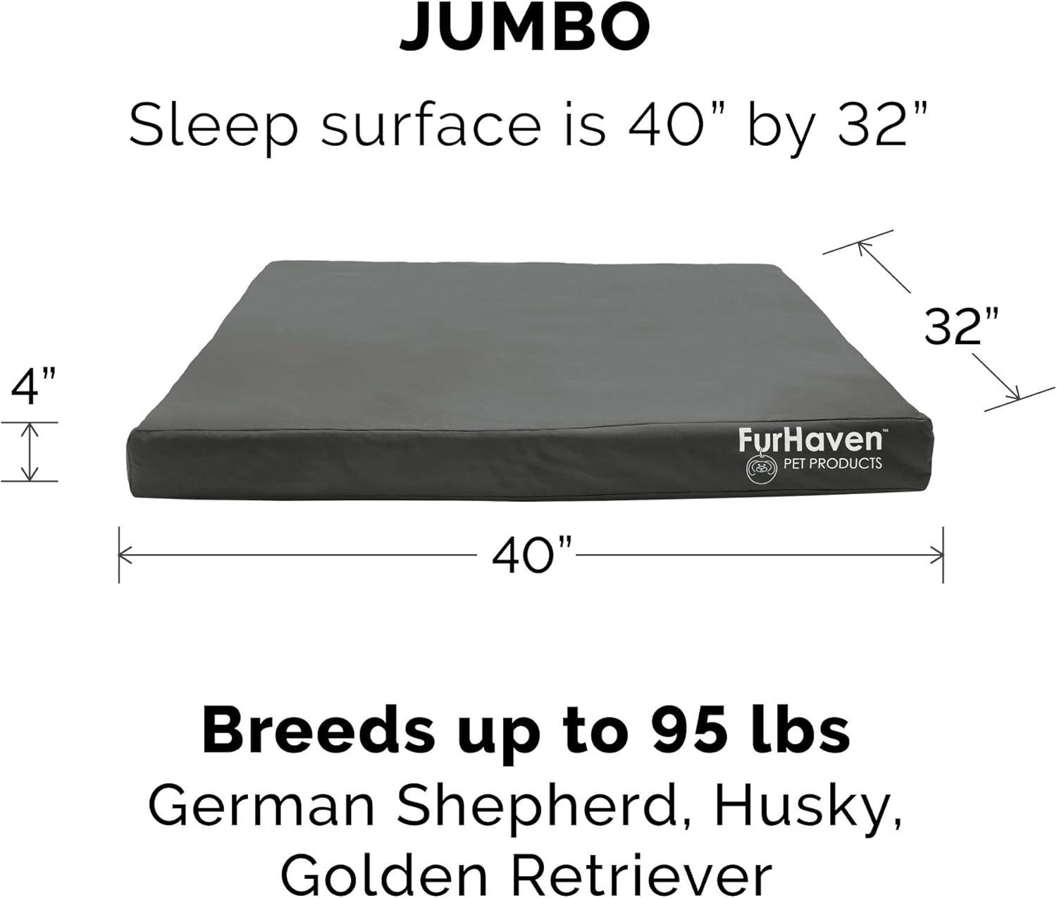 imageFurhaven Replacement Dog Bed Cover WaterResistant IndoorOutdoor Logo Print Oxford Polycanvas Mattress Washable Chestnut Jumbo XLargeStone Gray