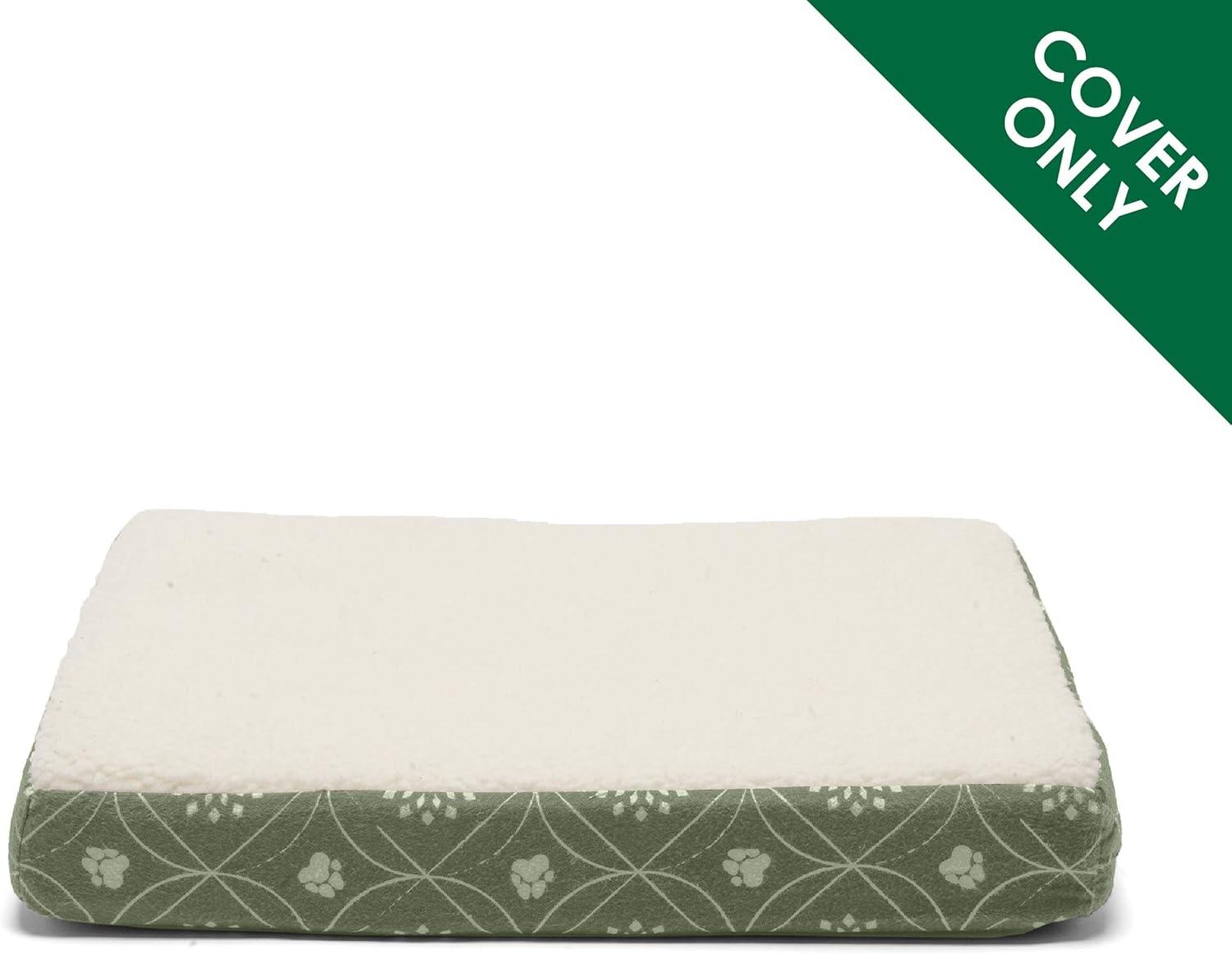 imageFurhaven Replacement Dog Bed Cover WaterResistant IndoorOutdoor Logo Print Oxford Polycanvas Mattress Washable Deep Lagoon Jumbo XLargeSherpa Paw Print Flannel Jade Green