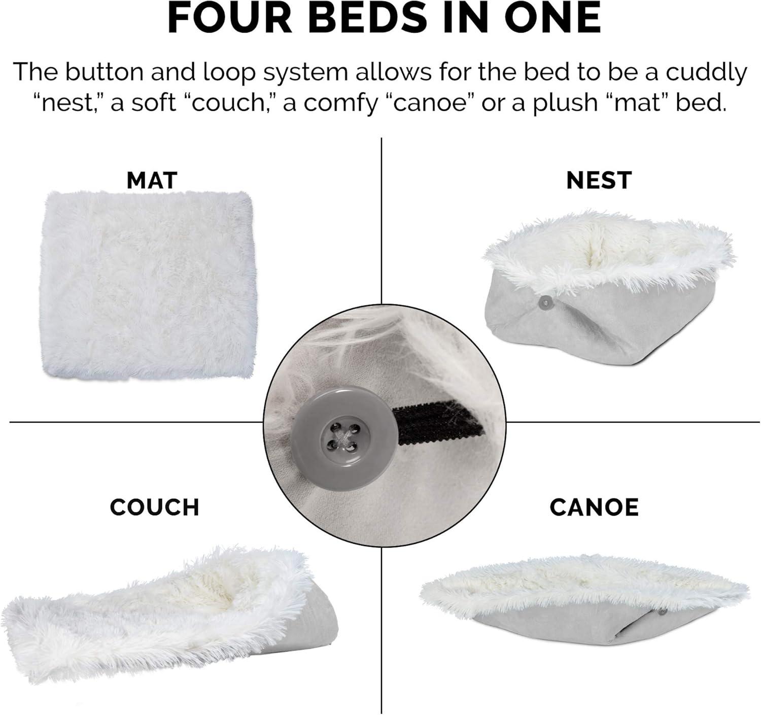 imageFurhaven SelfWarming Cat Bed for Indoor Cats 4Bedsin1 ampamp Washable Plush Long Faux Fur Convertible Cuddler Silver Large