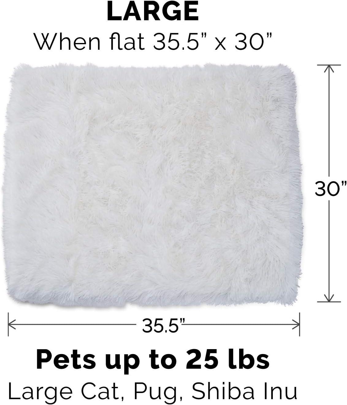 imageFurhaven SelfWarming Cat Bed for Indoor Cats 4Bedsin1 ampamp Washable Plush Long Faux Fur Convertible Cuddler Silver Large