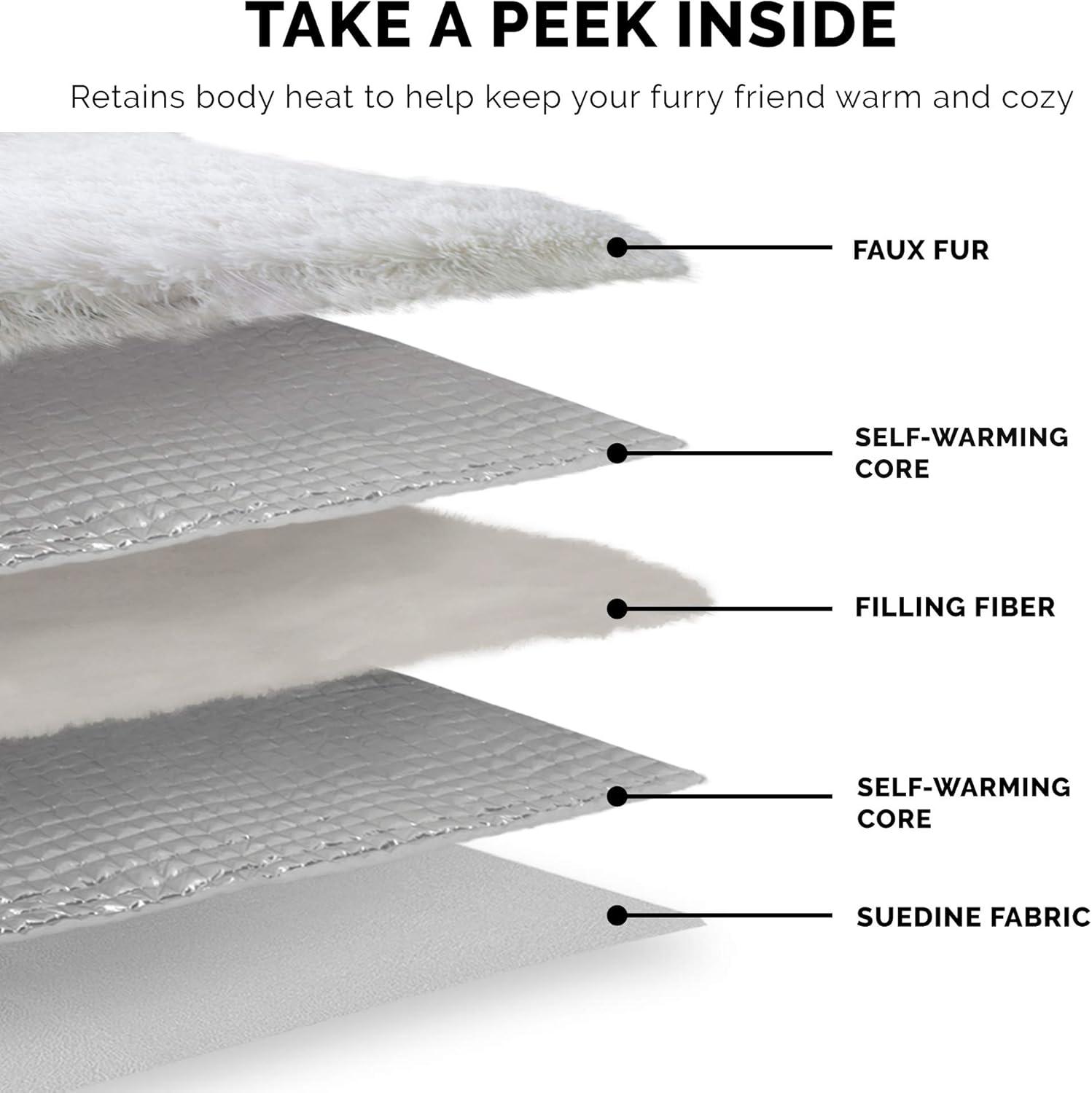 imageFurhaven SelfWarming Cat Bed for Indoor Cats 4Bedsin1 ampamp Washable Plush Long Faux Fur Convertible Cuddler Silver Large