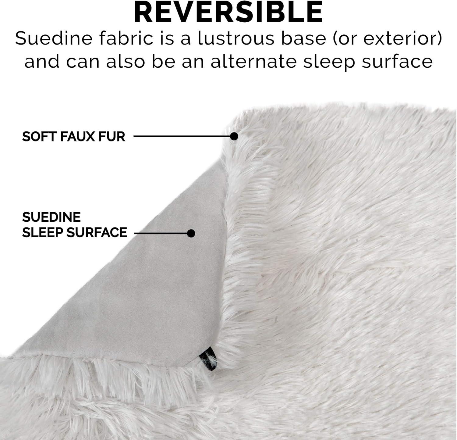 imageFurhaven SelfWarming Cat Bed for Indoor Cats 4Bedsin1 ampamp Washable Plush Long Faux Fur Convertible Cuddler Silver Large
