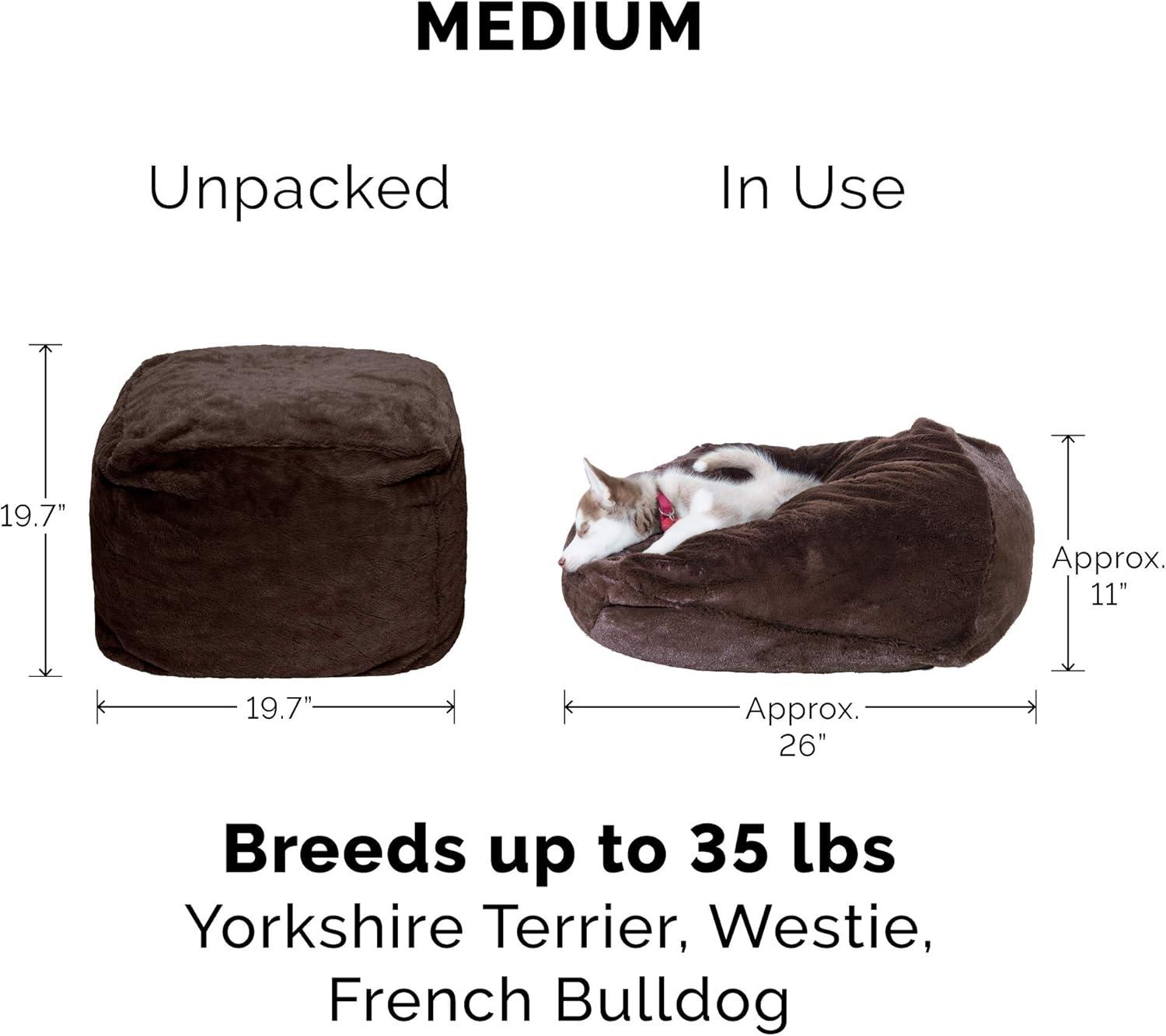 imageFurhaven Soft ampamp Cozy Dog Bed for LargeMedium Dogs Refillable w Removable Washable Cover ampamp Liner For Dogs Up to 55 lbs Plush Faux Fur Bean Bag Style Ball Bed Espresso LargePlush Faux Fur Espresso