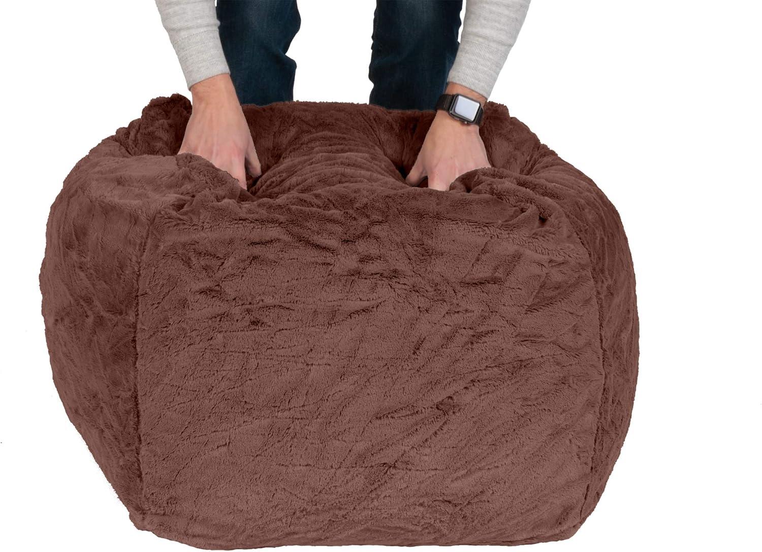 imageFurhaven Soft ampamp Cozy Dog Bed for LargeMedium Dogs Refillable w Removable Washable Cover ampamp Liner For Dogs Up to 55 lbs Plush Faux Fur Bean Bag Style Ball Bed Espresso LargePlush Faux Fur Espresso