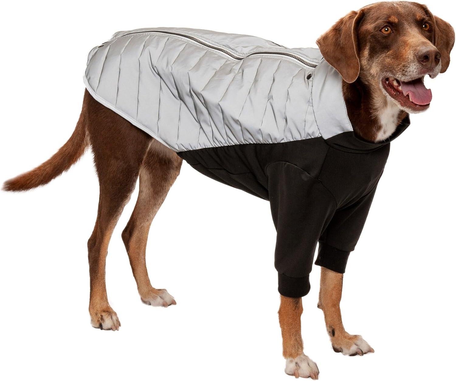 imageFurhaven WaterRepellent Small Dog Coat Washable ampamp Reflective w Leash Access ampamp Stretch Fabric ProFit Active Jacket Chrome SmallProFit Coat Chrome