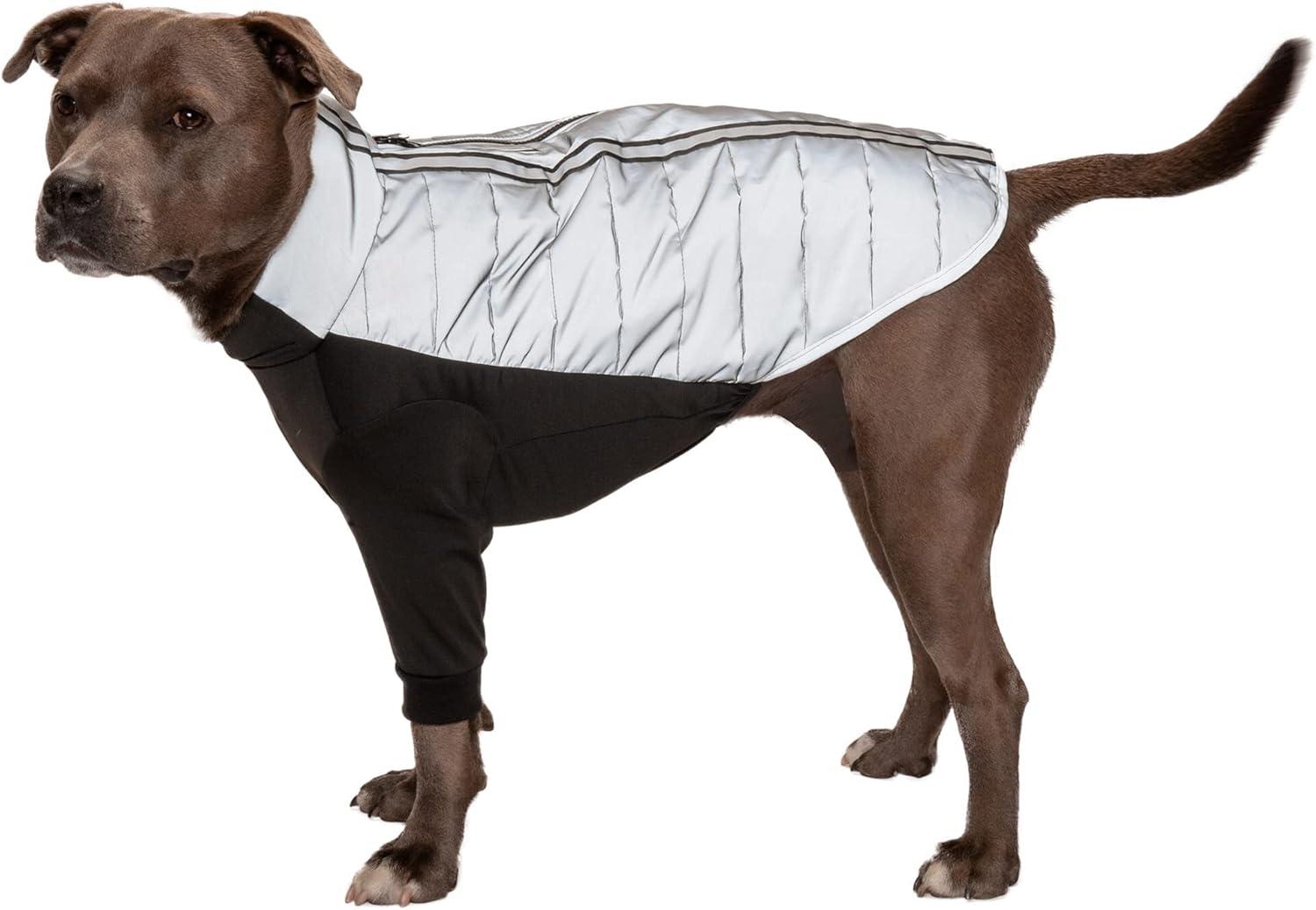 imageFurhaven WaterRepellent Small Dog Coat Washable ampamp Reflective w Leash Access ampamp Stretch Fabric ProFit Active Jacket Chrome SmallProFit Coat Chrome