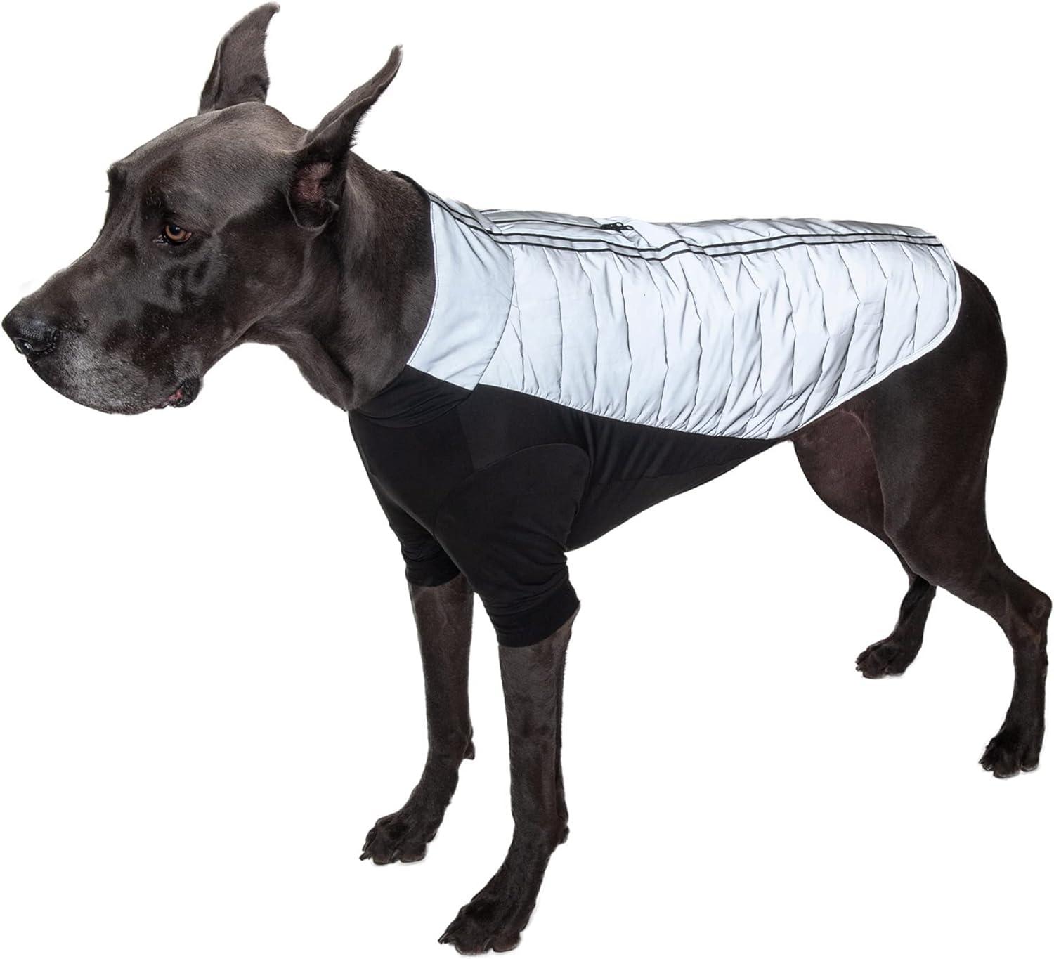 imageFurhaven WaterRepellent Small Dog Coat Washable ampamp Reflective w Leash Access ampamp Stretch Fabric ProFit Active Jacket Chrome SmallProFit Coat Chrome