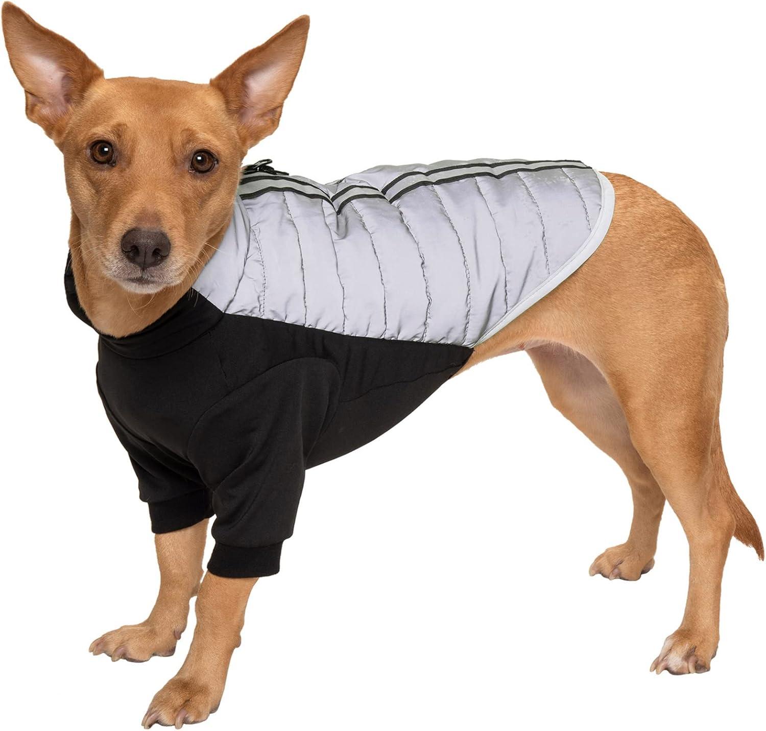 imageFurhaven WaterRepellent Small Dog Coat Washable ampamp Reflective w Leash Access ampamp Stretch Fabric ProFit Active Jacket Chrome SmallProFit Coat Chrome