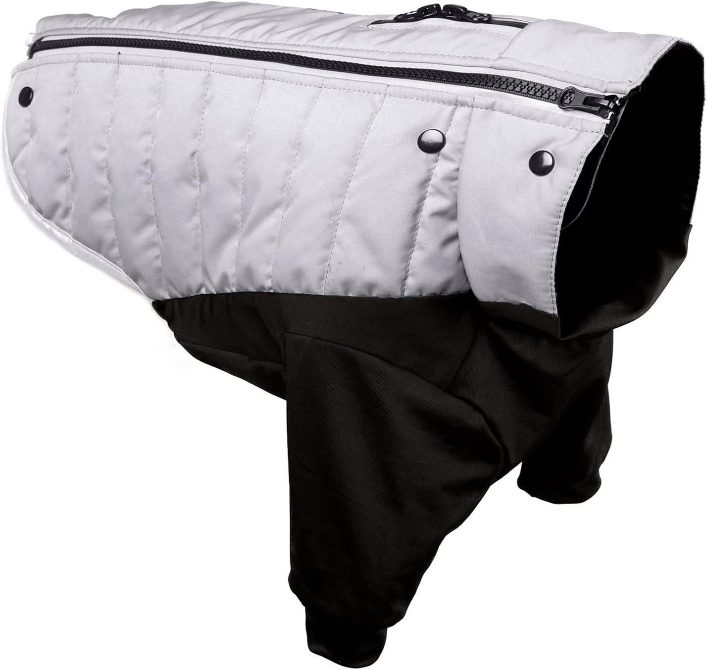 imageFurhaven WaterRepellent Small Dog Coat Washable ampamp Reflective w Leash Access ampamp Stretch Fabric ProFit Active Jacket Chrome SmallProFit Coat Chrome