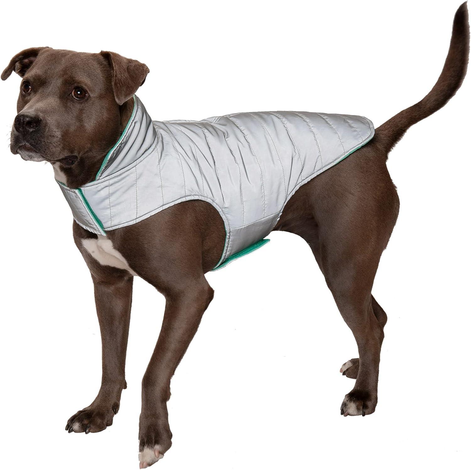 imageFurhaven WaterRepellent ampamp Reversible Medium Dog Coat Washable ampamp Reflective w Leash Access Pocket ampamp CarryOn Purse Puffer Dog Jacket Mint Medium