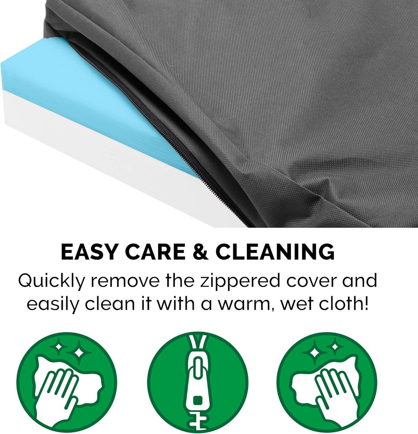 imageFurhaven WaterResistant Cooling Gel Dog Bed for LargeMedium Dogs w Removable Washable Cover For Dogs Up to 55 lbs IndoorOutdoor Logo Print Oxford Polycanvas Mattress Stone Gray Large