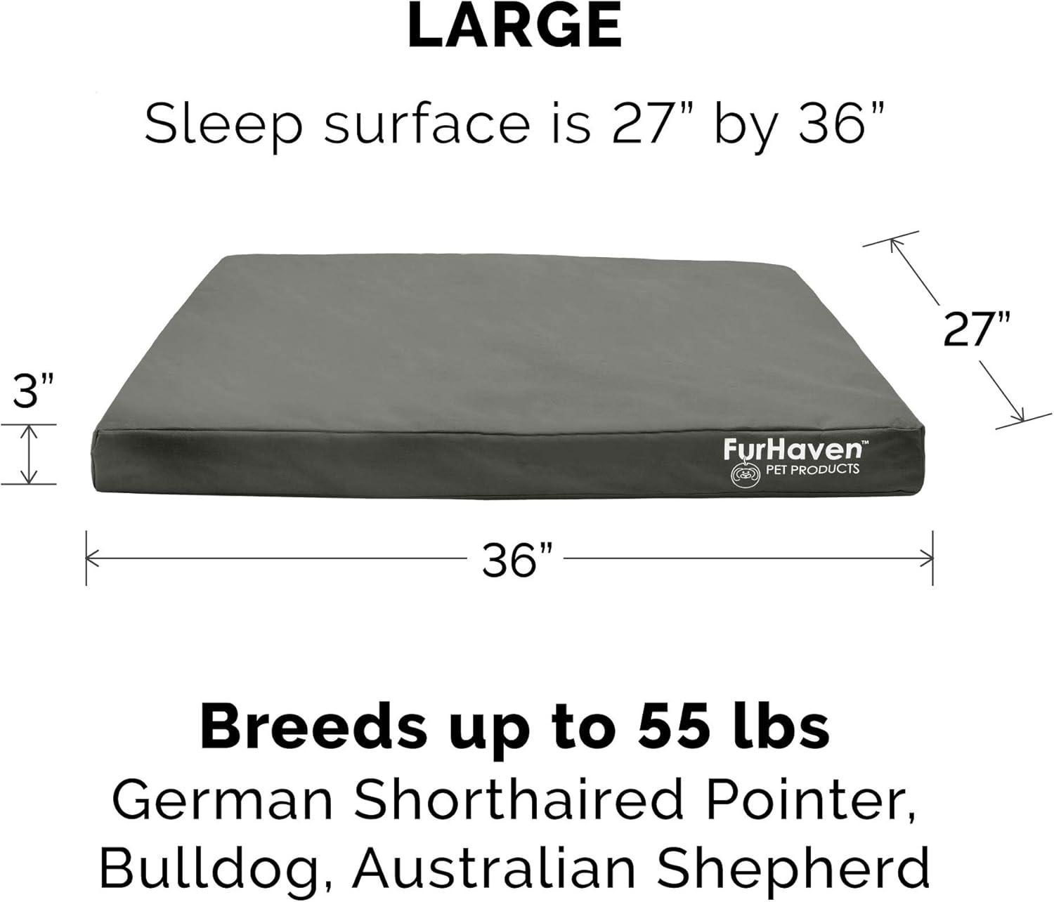 imageFurhaven WaterResistant Cooling Gel Dog Bed for LargeMedium Dogs w Removable Washable Cover For Dogs Up to 55 lbs IndoorOutdoor Logo Print Oxford Polycanvas Mattress Stone Gray Large