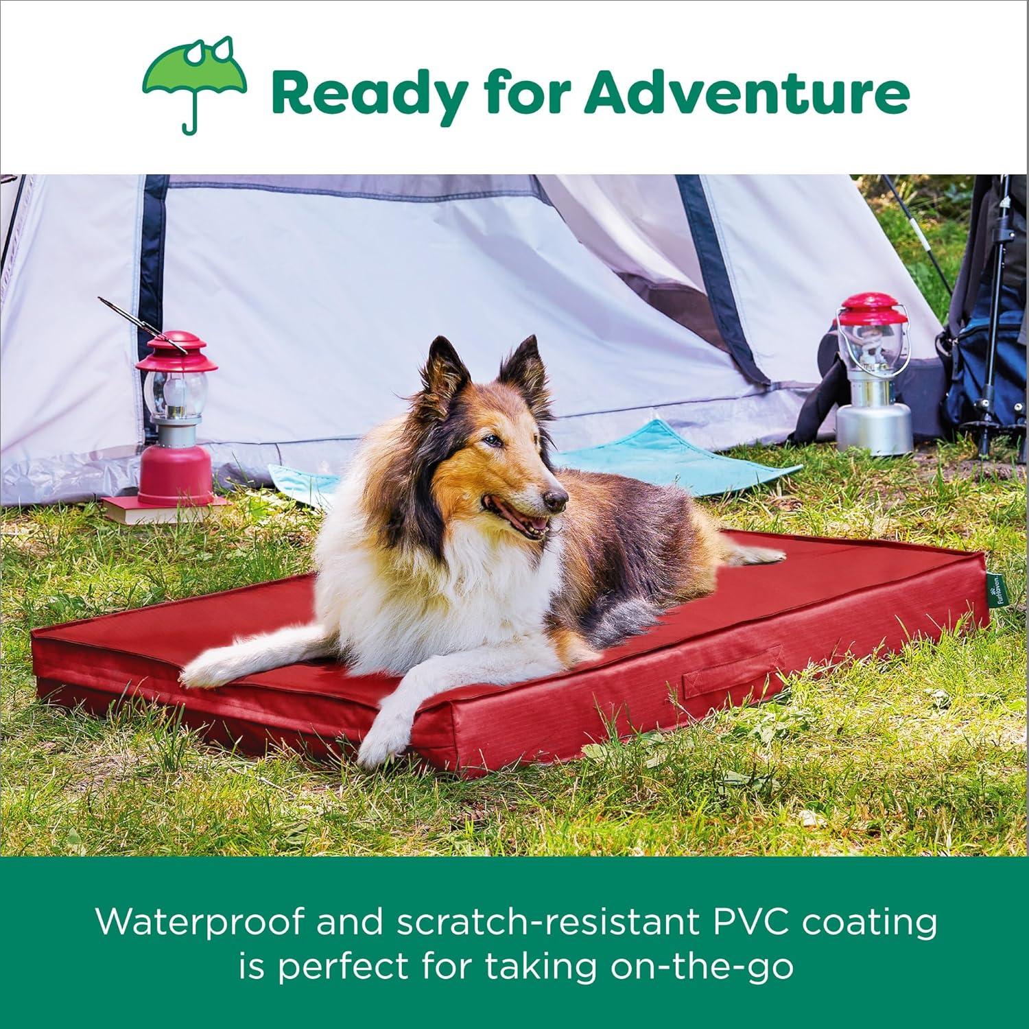 imageFurhaven WaterResistant Cooling Gel Dog Bed for MediumSmall Dogs w Removable Washable Cover For Dogs Up to 35 lbs IndoorOutdoor Logo Print Oxford Polycanvas Mattress Stone Gray MediumRed