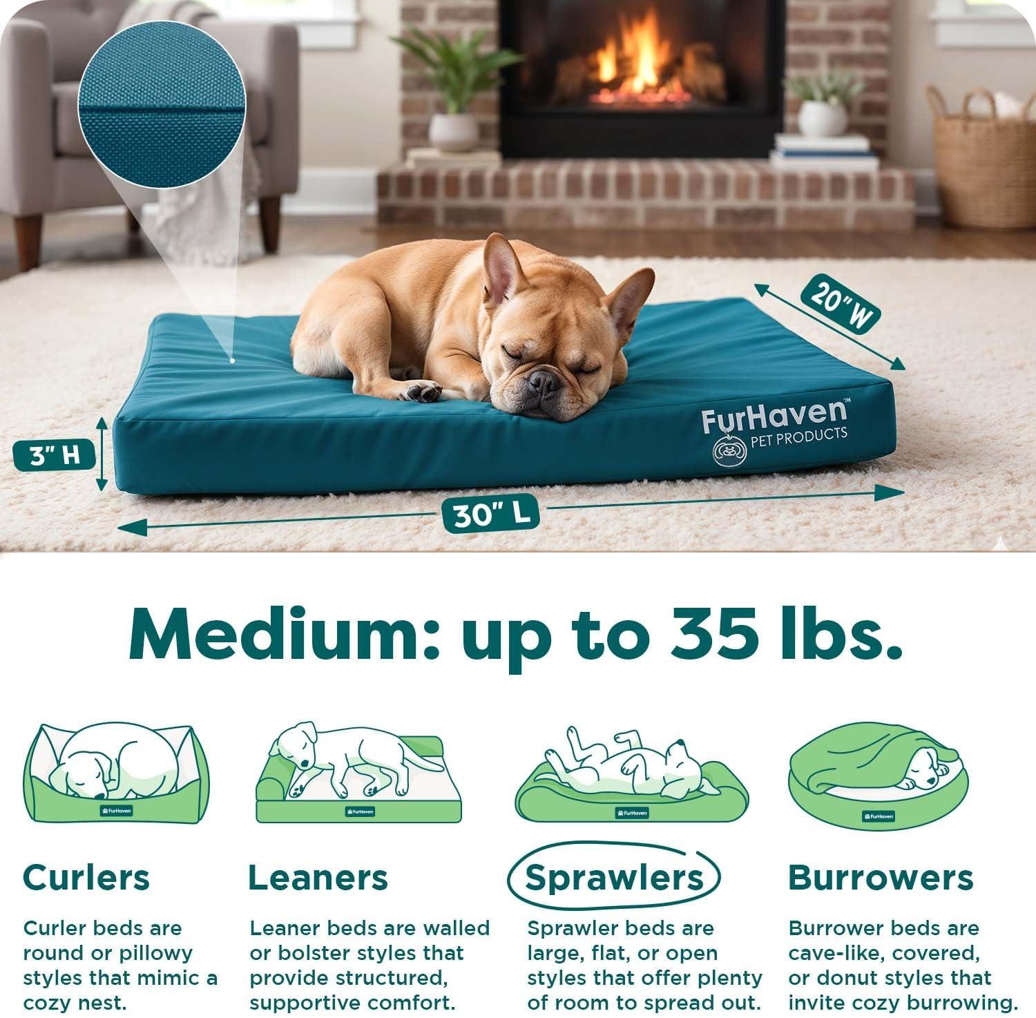 imageFurhaven WaterResistant Cooling Gel Dog Bed for MediumSmall Dogs w Removable Washable Cover For Dogs Up to 35 lbs IndoorOutdoor Logo Print Oxford Polycanvas Mattress Stone Gray MediumDeep Lagoon