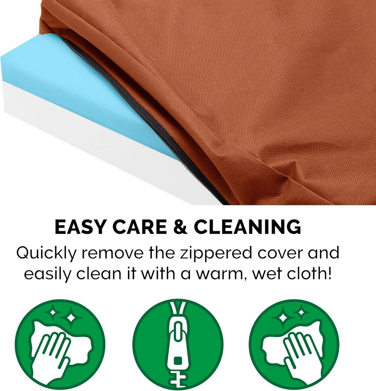 imageFurhaven WaterResistant Cooling Gel Dog Bed for MediumSmall Dogs w Removable Washable Cover For Dogs Up to 35 lbs IndoorOutdoor Logo Print Oxford Polycanvas Mattress Chestnut Medium