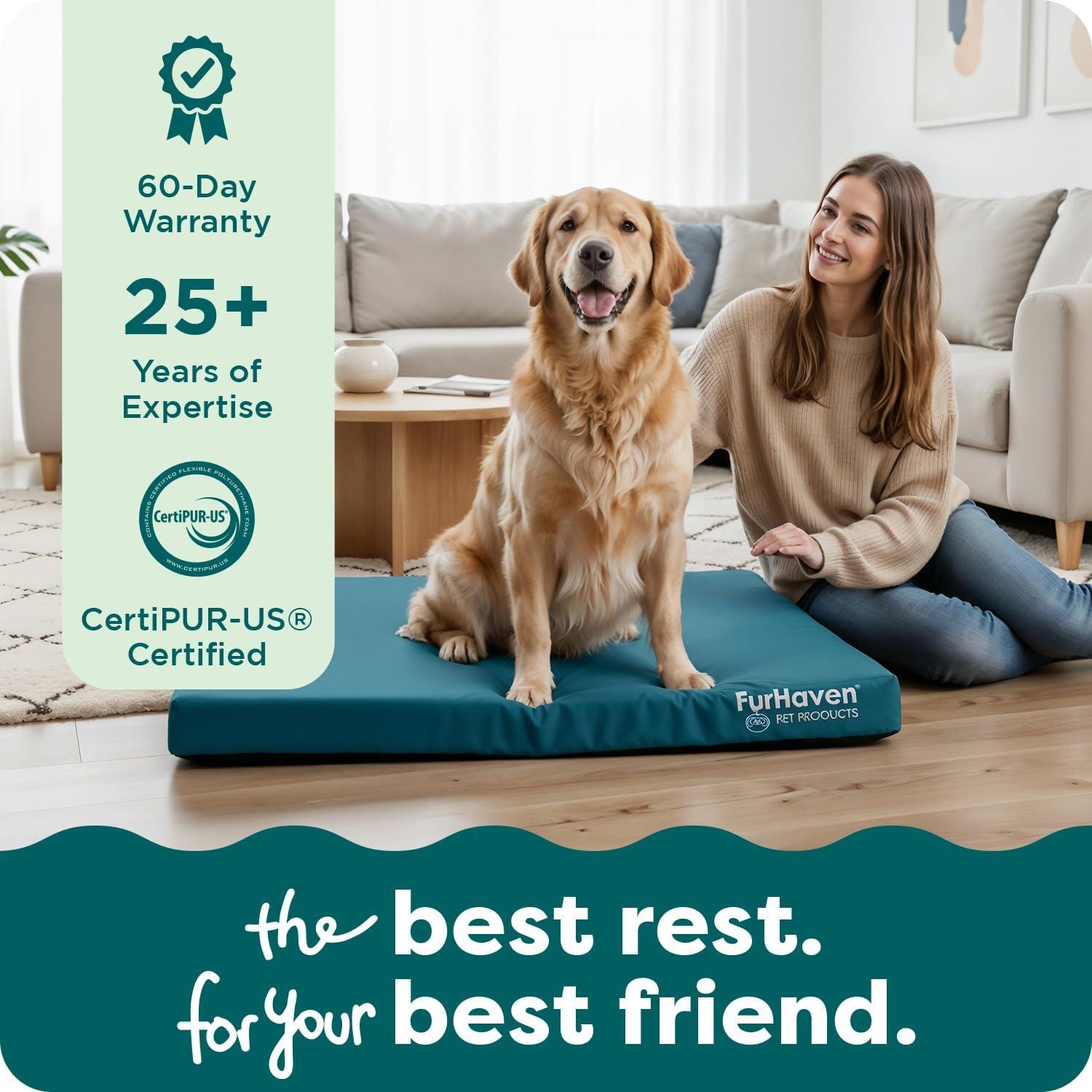 imageFurhaven WaterResistant Cooling Gel Dog Bed for MediumSmall Dogs w Removable Washable Cover For Dogs Up to 35 lbs IndoorOutdoor Logo Print Oxford Polycanvas Mattress Stone Gray MediumStone Gray
