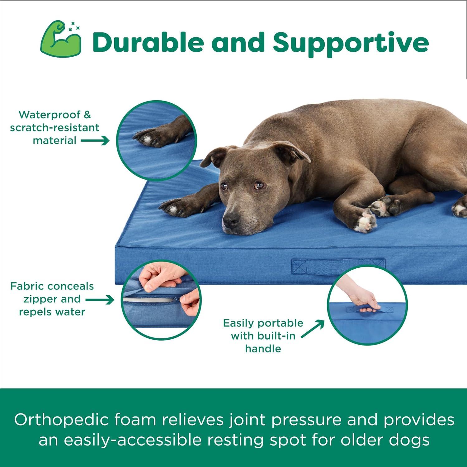 imageFurhaven WaterResistant Cooling Gel Dog Bed for MediumSmall Dogs w Removable Washable Cover For Dogs Up to 35 lbs IndoorOutdoor Logo Print Oxford Polycanvas Mattress Stone Gray MediumBlue