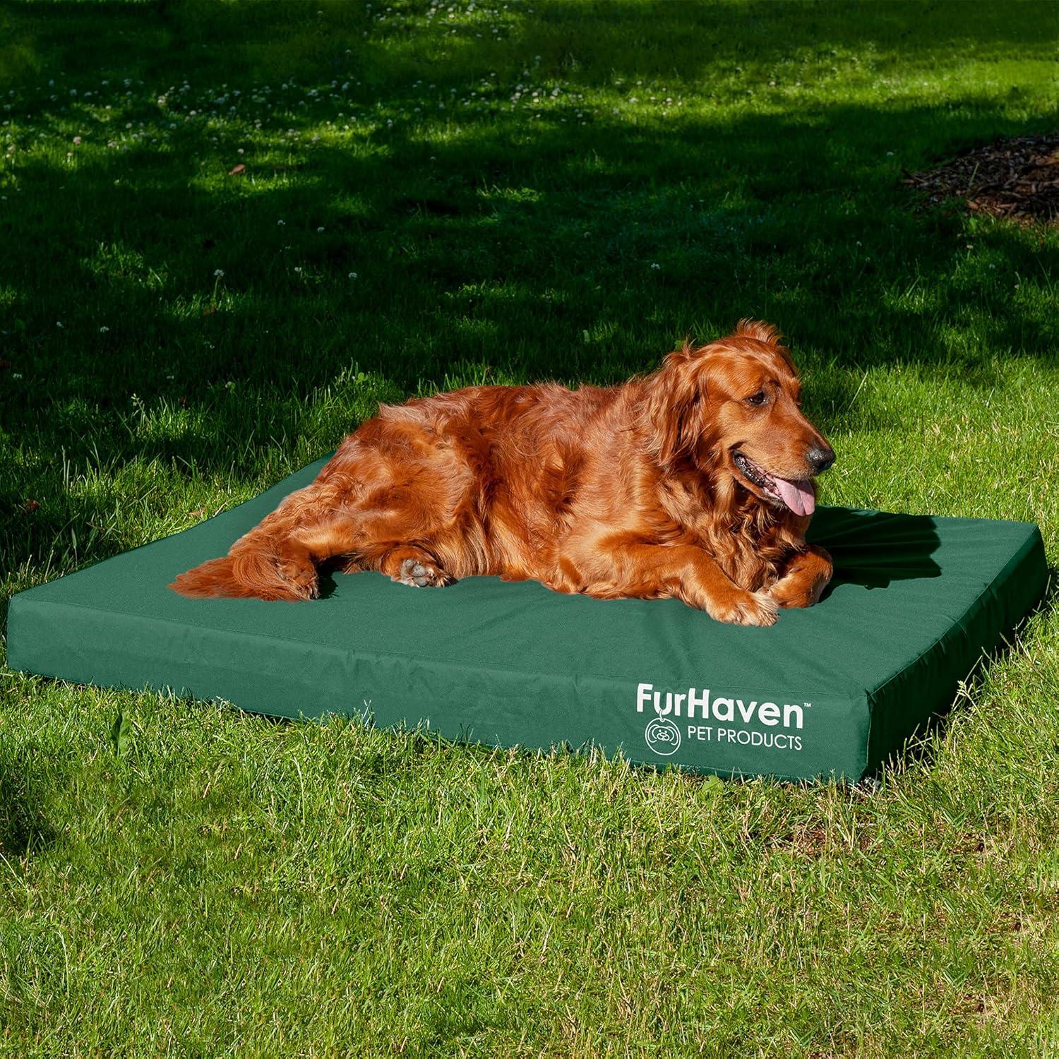 imageFurhaven WaterResistant Cooling Gel Dog Bed for MediumSmall Dogs w Removable Washable Cover For Dogs Up to 35 lbs IndoorOutdoor Logo Print Oxford Polycanvas Mattress Stone Gray MediumForest