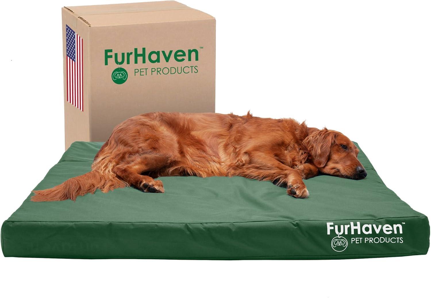 imageFurhaven WaterResistant Cooling Gel Dog Bed for MediumSmall Dogs w Removable Washable Cover For Dogs Up to 35 lbs IndoorOutdoor Logo Print Oxford Polycanvas Mattress Stone Gray MediumForest