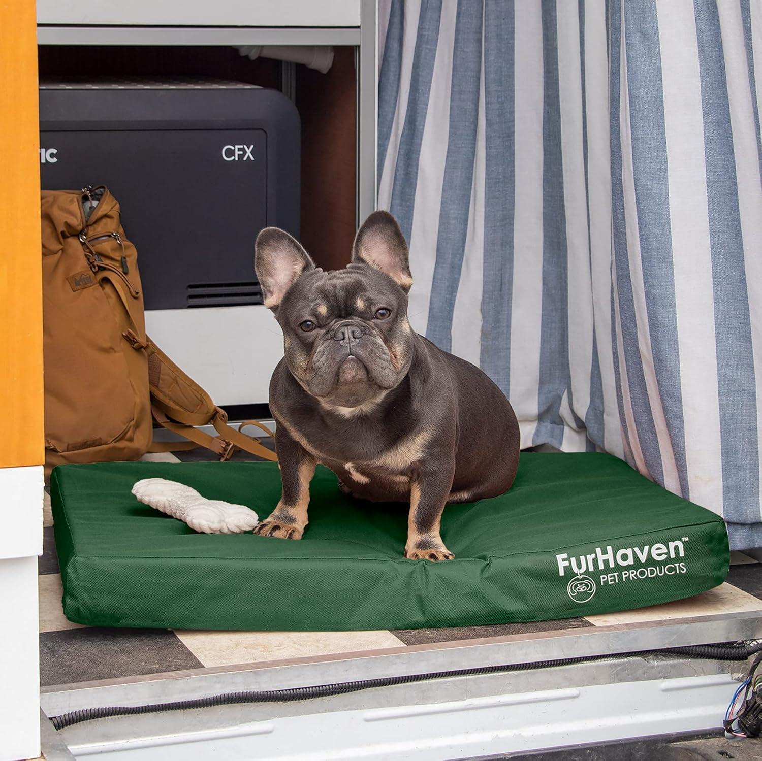 imageFurhaven WaterResistant Cooling Gel Dog Bed for MediumSmall Dogs w Removable Washable Cover For Dogs Up to 35 lbs IndoorOutdoor Logo Print Oxford Polycanvas Mattress Stone Gray MediumForest