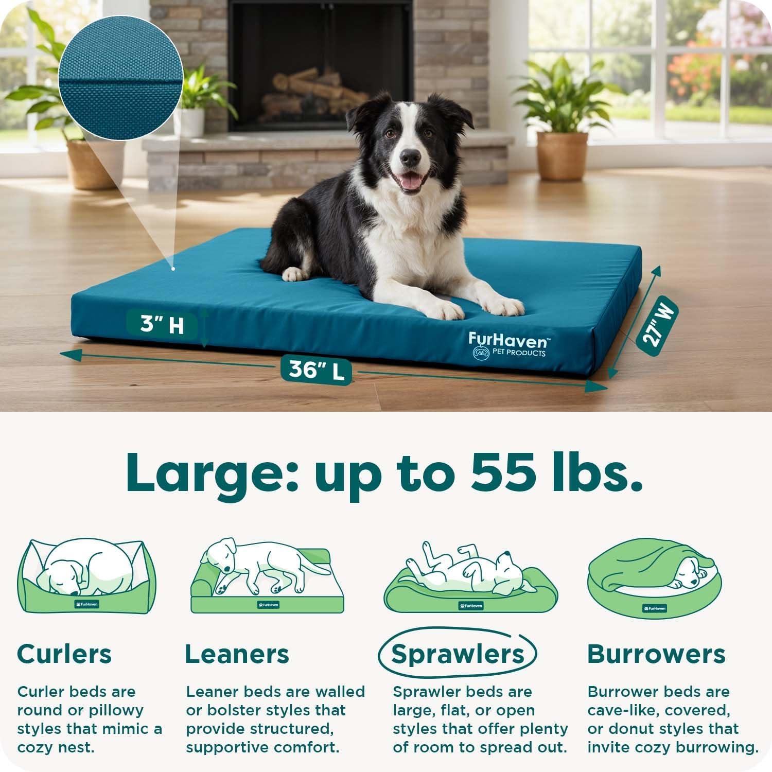 imageFurhaven WaterResistant Cooling Gel Dog Bed for MediumSmall Dogs w Removable Washable Cover For Dogs Up to 35 lbs IndoorOutdoor Logo Print Oxford Polycanvas Mattress Stone Gray MediumDeep Lagoon
