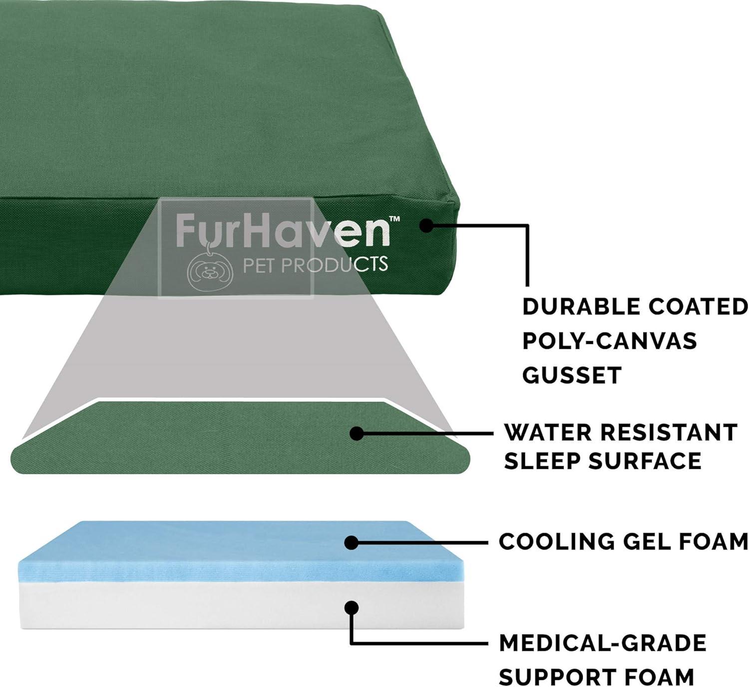 imageFurhaven WaterResistant Cooling Gel Dog Bed for MediumSmall Dogs w Removable Washable Cover For Dogs Up to 35 lbs IndoorOutdoor Logo Print Oxford Polycanvas Mattress Stone Gray MediumForest