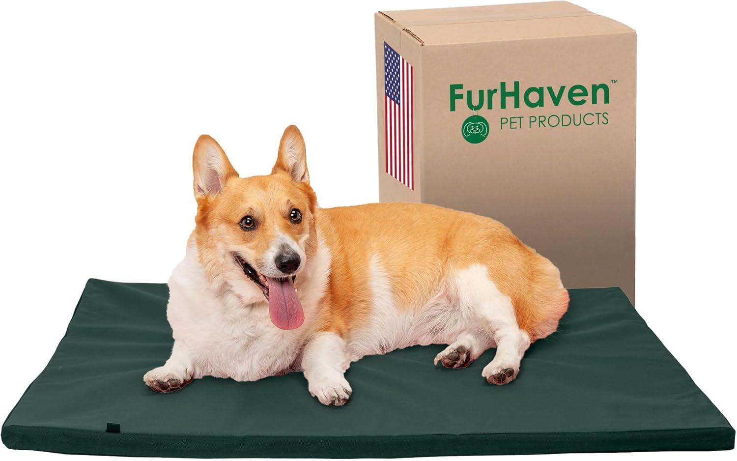 imageFurhaven WaterResistant Dog Bed for Extra Small Dogs w Removable Washable Cover Perfect for Crates ampamp Kennels For Dogs Up to 12 lbs TwoTone Reversible Crate Pad GreenGray Extra SmallGreenGray