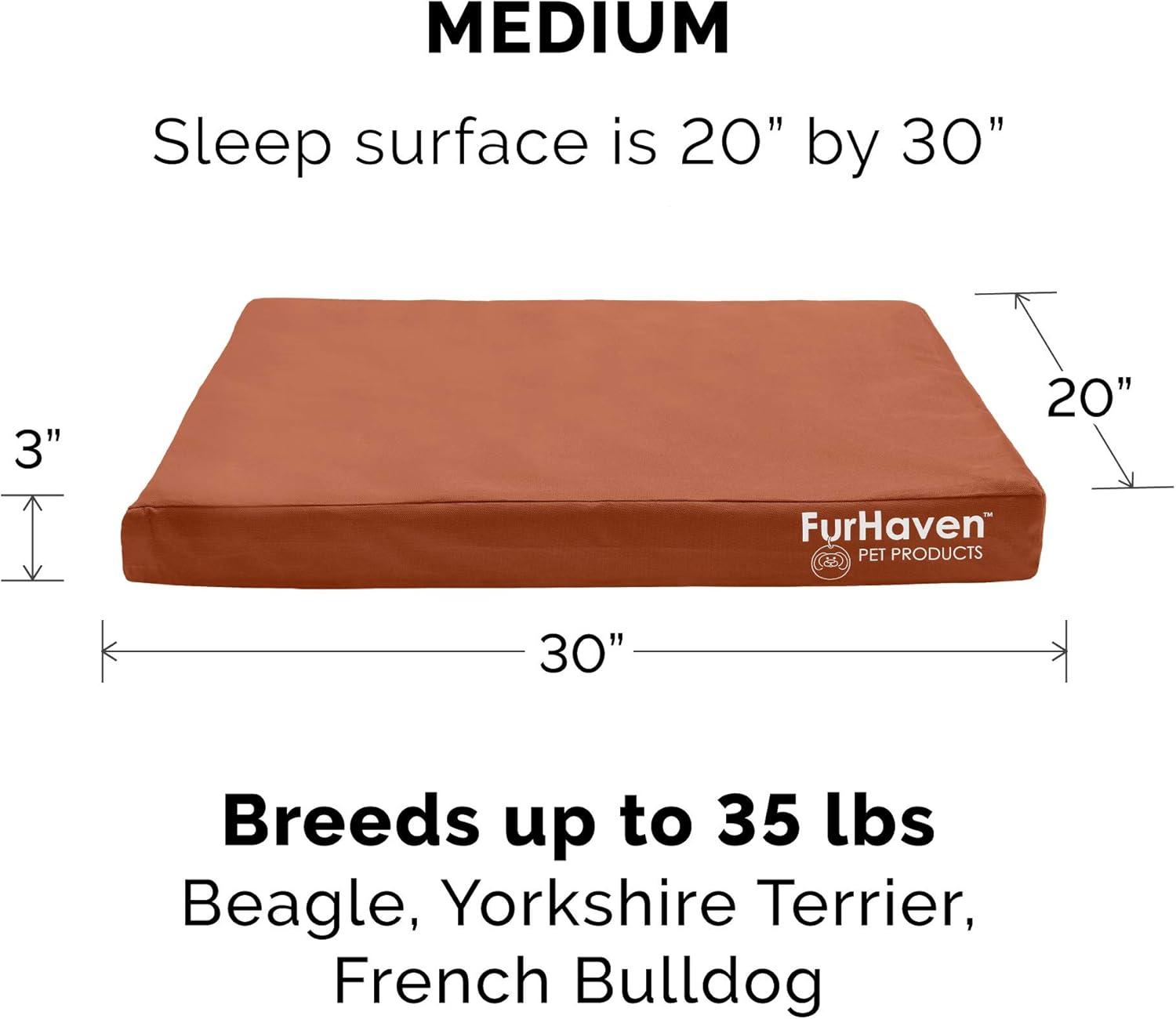 imageFurhaven WaterResistant Orthopedic Dog Bed for MediumSmall Dogs w Removable Washable Cover For Dogs Up to 35 lbs IndoorOutdoor Logo Print Oxford Polycanvas Mattress Stone Gray MediumWaterResistant Logo Print Chestnut