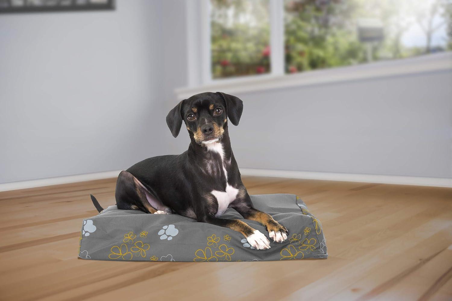 imageFurhaven WaterResistant Orthopedic Dog Bed for MediumSmall Dogs w Removable Washable Cover For Dogs Up to 35 lbs IndoorOutdoor Logo Print Oxford Polycanvas Mattress Stone Gray MediumDlx Mat Garden Print Iron Gate