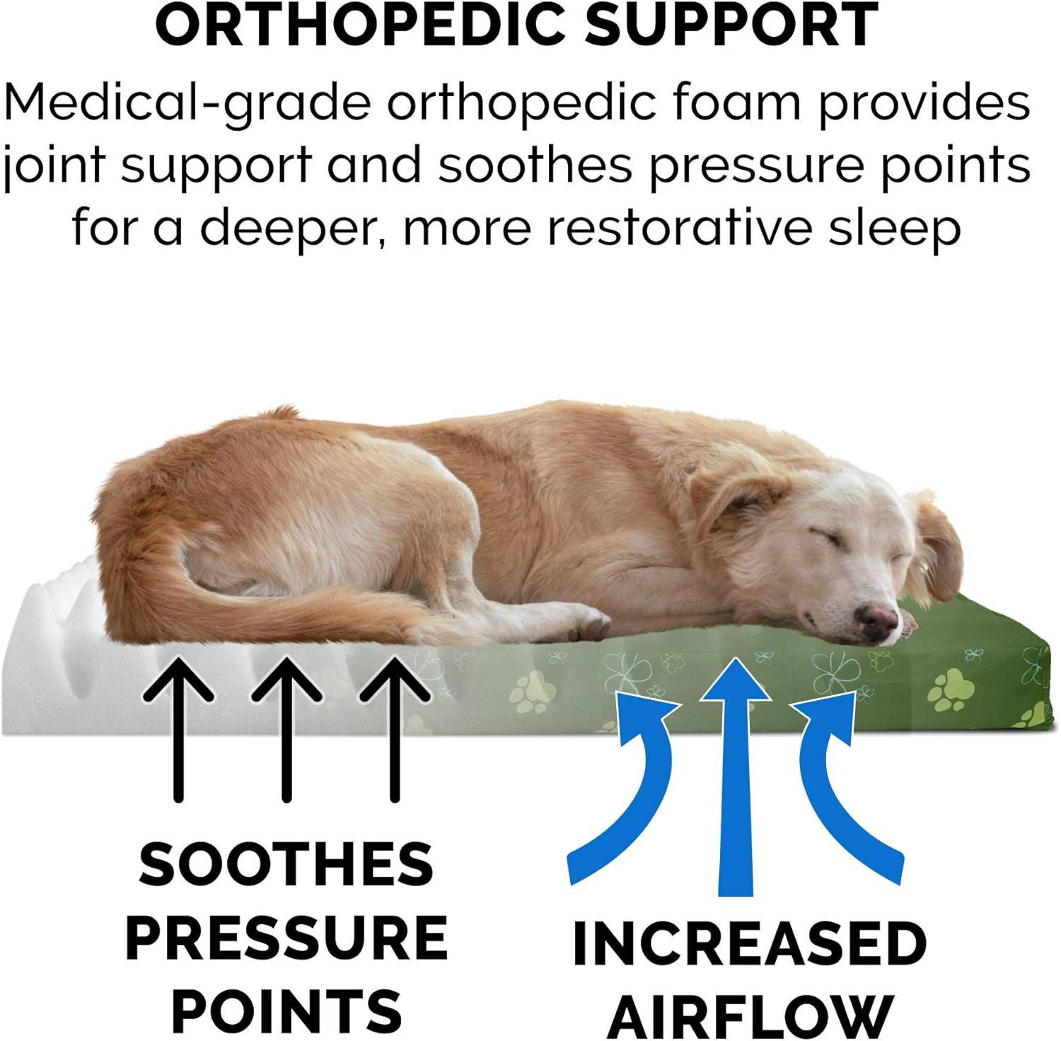 imageFurhaven WaterResistant Orthopedic Dog Bed for MediumSmall Dogs w Removable Washable Cover For Dogs Up to 35 lbs IndoorOutdoor Logo Print Oxford Polycanvas Mattress Stone Gray MediumWaterResistant Garden Print Jungle Green