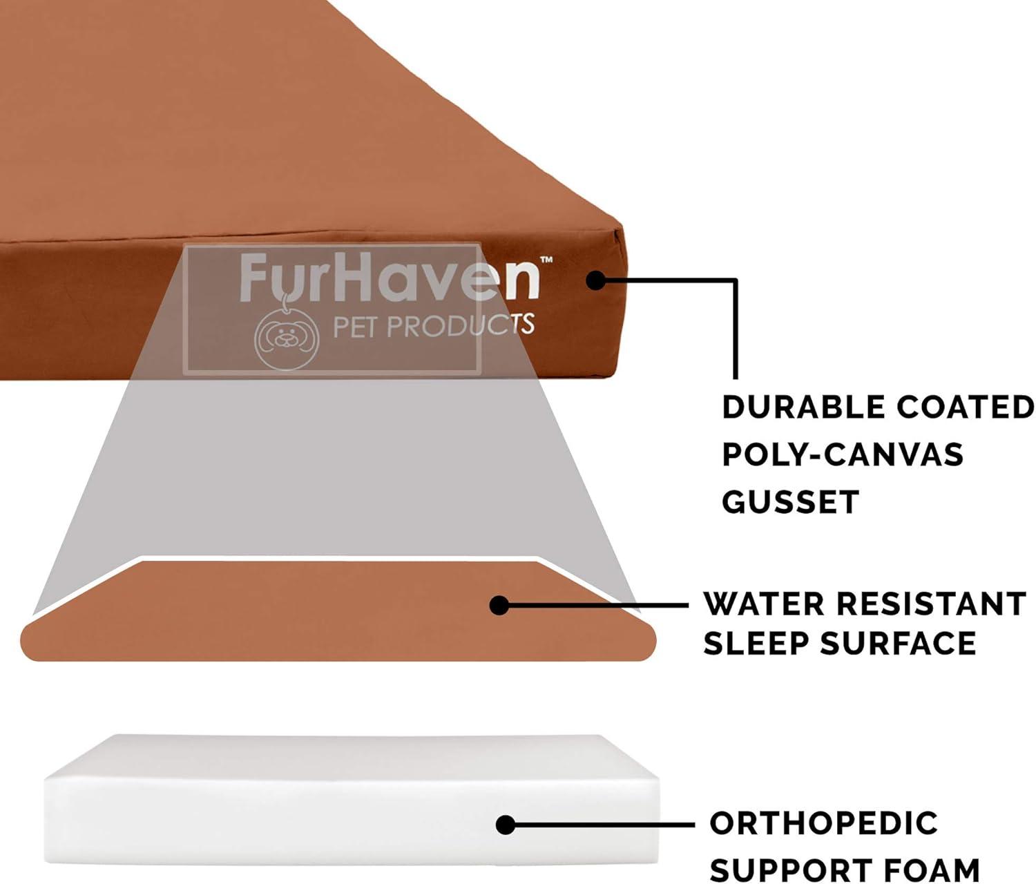 imageFurhaven WaterResistant Orthopedic Dog Bed for MediumSmall Dogs w Removable Washable Cover For Dogs Up to 35 lbs IndoorOutdoor Logo Print Oxford Polycanvas Mattress Stone Gray MediumWaterResistant Logo Print Chestnut