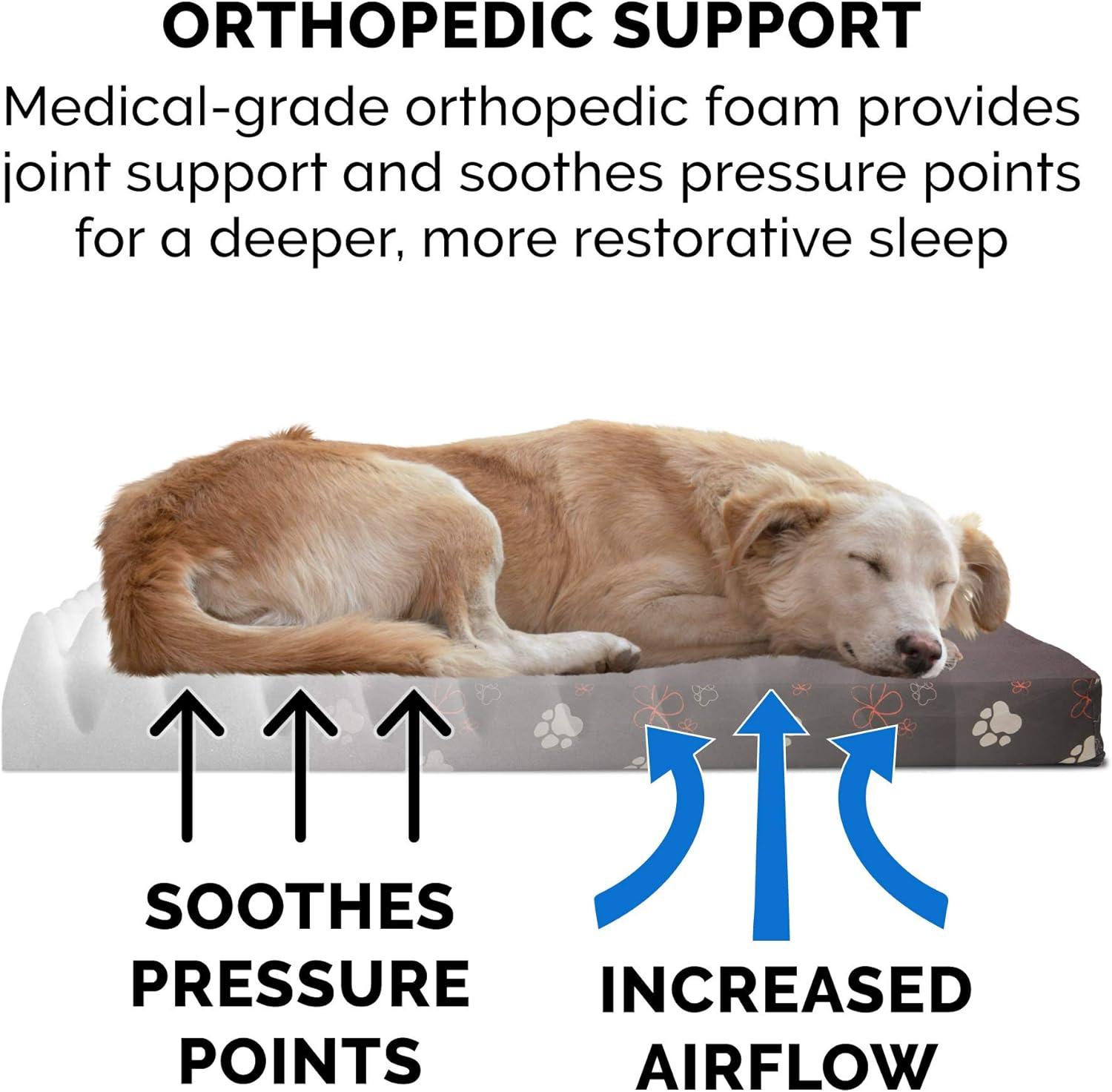 imageFurhaven WaterResistant Orthopedic Dog Bed for MediumSmall Dogs w Removable Washable Cover For Dogs Up to 35 lbs IndoorOutdoor Logo Print Oxford Polycanvas Mattress Stone Gray MediumWaterResistant Garden Print Bark Brown