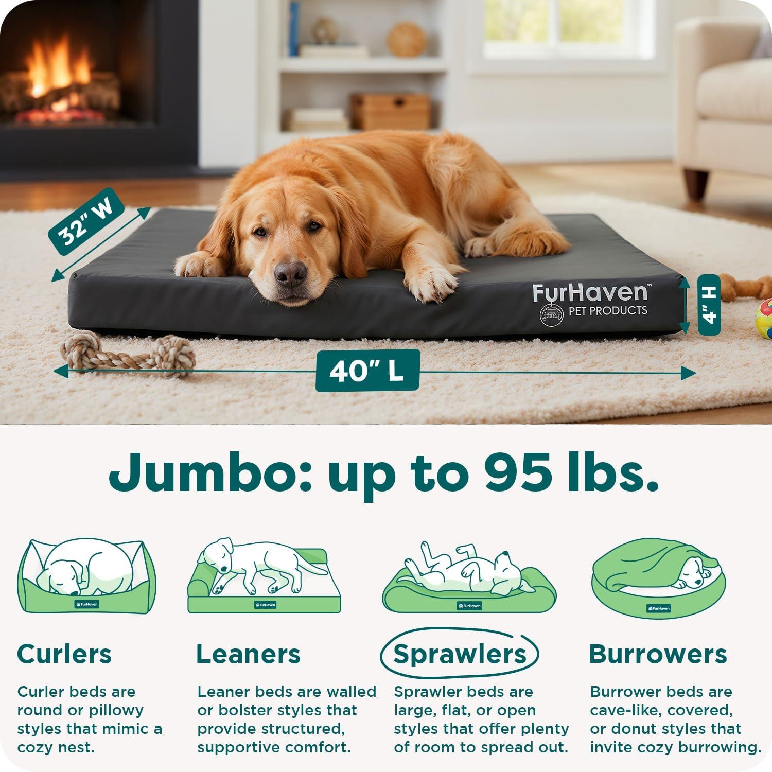 imageFurhaven WaterResistant Orthopedic Dog Bed for MediumSmall Dogs w Removable Washable Cover For Dogs Up to 35 lbs IndoorOutdoor Logo Print Oxford Polycanvas Mattress Stone Gray MediumWaterResistant Logo Print Stone Gray