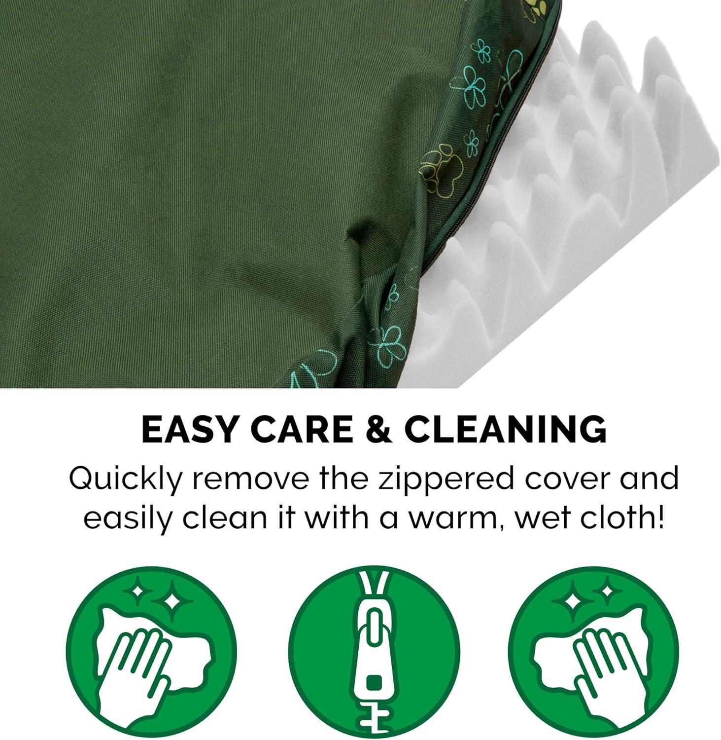 imageFurhaven WaterResistant Orthopedic Dog Bed for MediumSmall Dogs w Removable Washable Cover For Dogs Up to 35 lbs IndoorOutdoor Logo Print Oxford Polycanvas Mattress Stone Gray MediumWaterResistant Garden Print Jungle Green