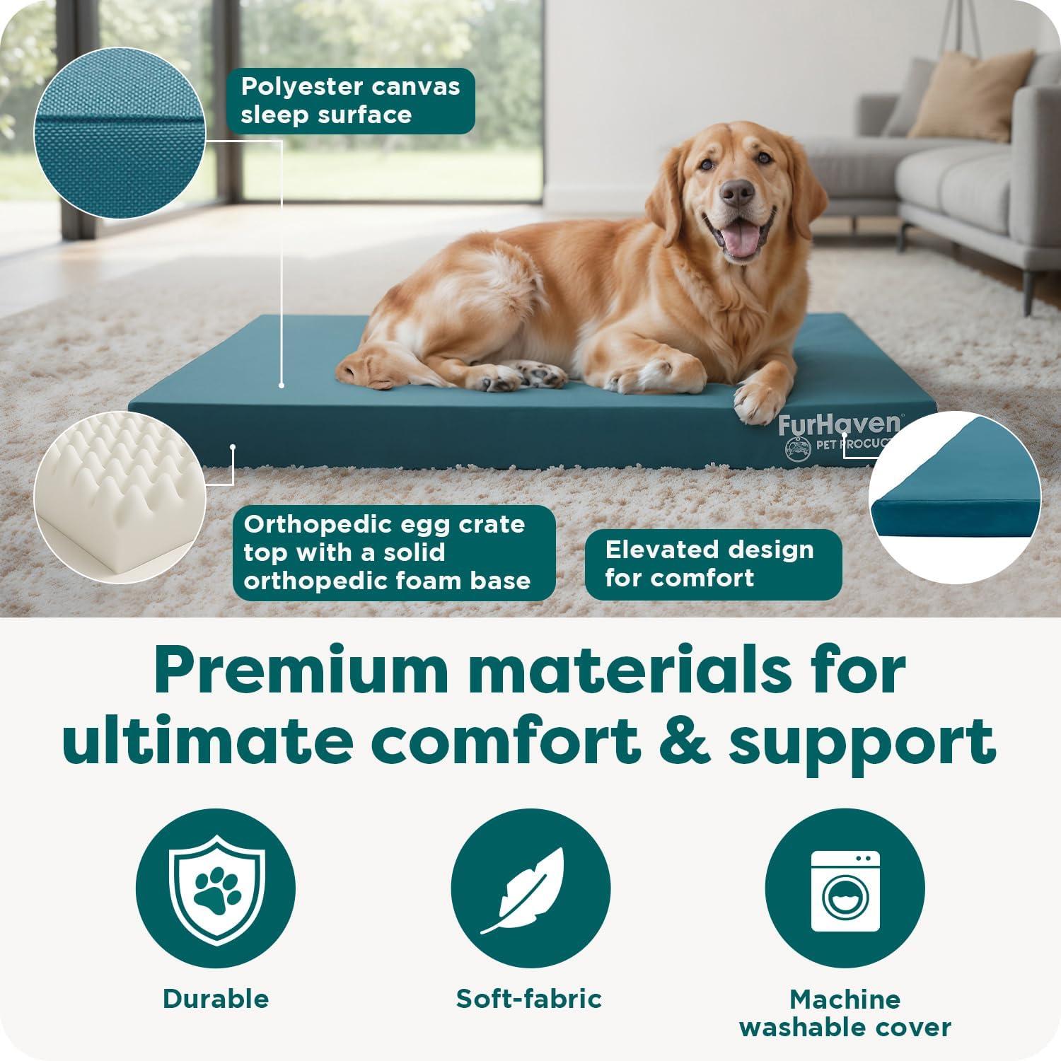 imageFurhaven WaterResistant Orthopedic Dog Bed for MediumSmall Dogs w Removable Washable Cover For Dogs Up to 35 lbs IndoorOutdoor Logo Print Oxford Polycanvas Mattress Stone Gray MediumWaterResistant Logo Print Stone Gray