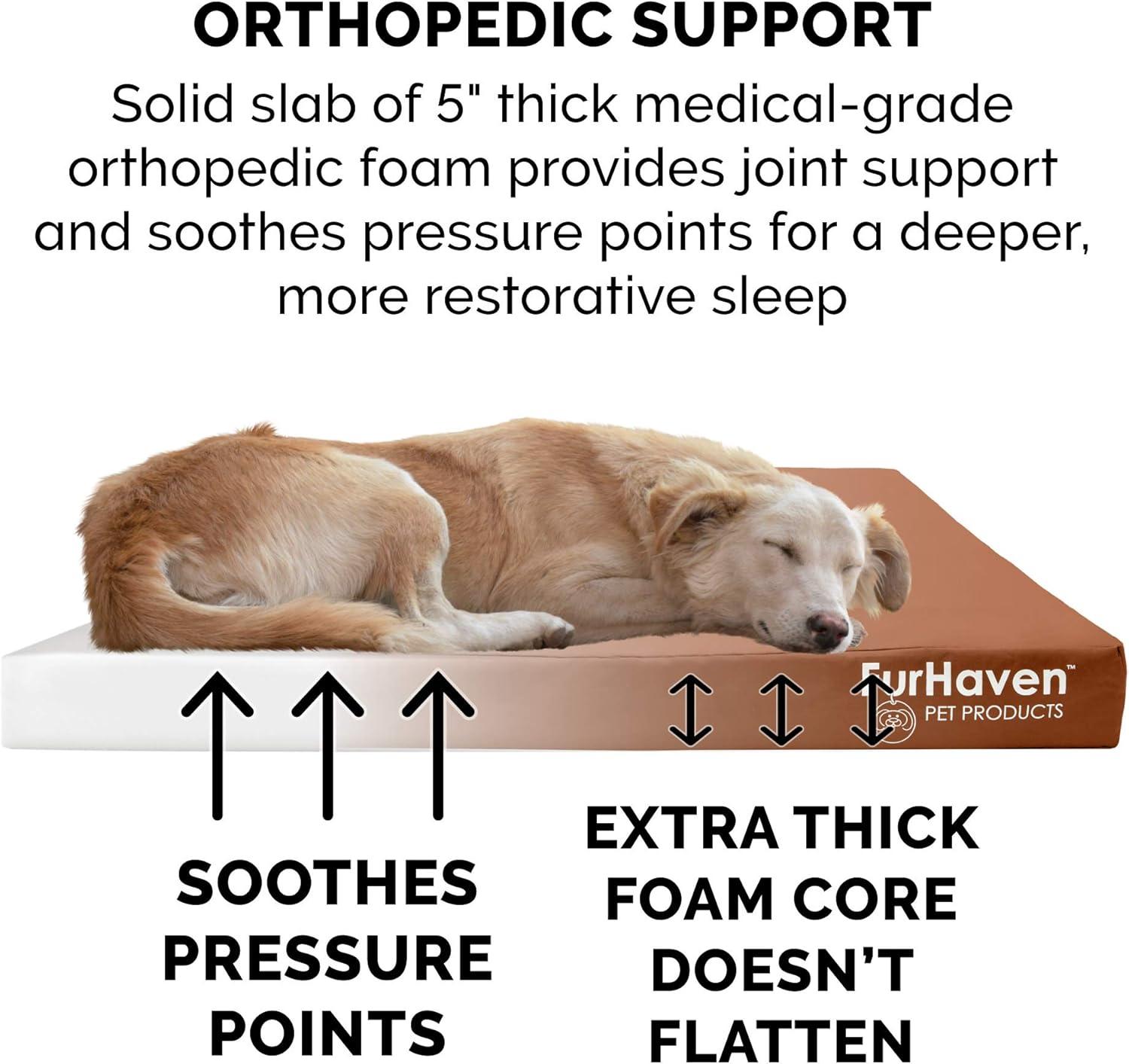 imageFurhaven WaterResistant Orthopedic Dog Bed for MediumSmall Dogs w Removable Washable Cover For Dogs Up to 35 lbs IndoorOutdoor Logo Print Oxford Polycanvas Mattress Stone Gray MediumWaterResistant Logo Print Chestnut