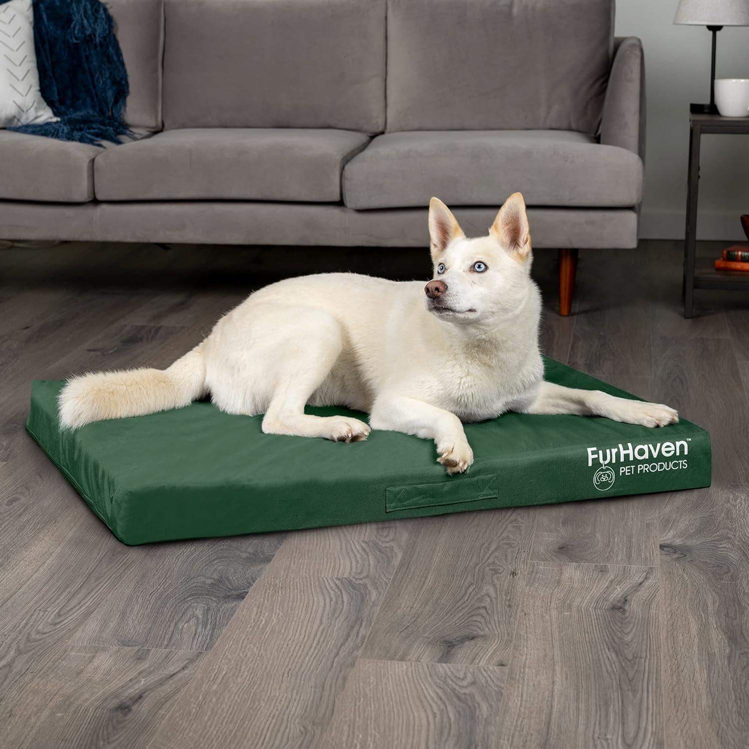 imageFurhaven WaterResistant Orthopedic Dog Bed for MediumSmall Dogs w Removable Washable Cover For Dogs Up to 35 lbs IndoorOutdoor Logo Print Oxford Polycanvas Mattress Stone Gray MediumWaterResistant Logo Print Forest