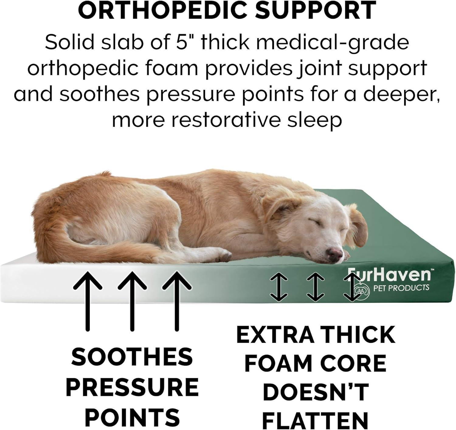 imageFurhaven WaterResistant Orthopedic Dog Bed for MediumSmall Dogs w Removable Washable Cover For Dogs Up to 35 lbs IndoorOutdoor Logo Print Oxford Polycanvas Mattress Stone Gray MediumWaterResistant Logo Print Forest